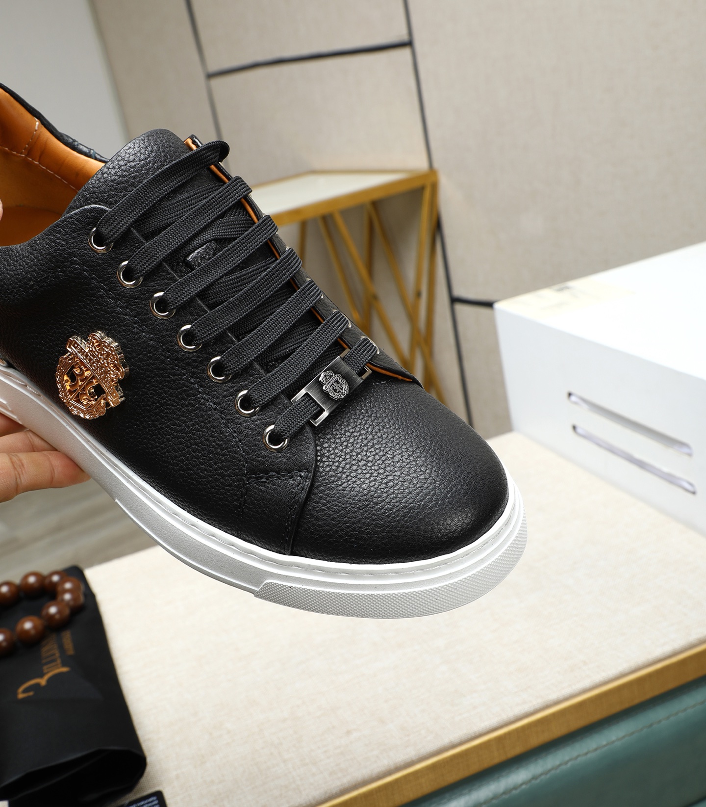Philipp Plein Leather Sneakers - Black Leather Upper and Rubber Sole 9 i1743148077878 1112 0 7