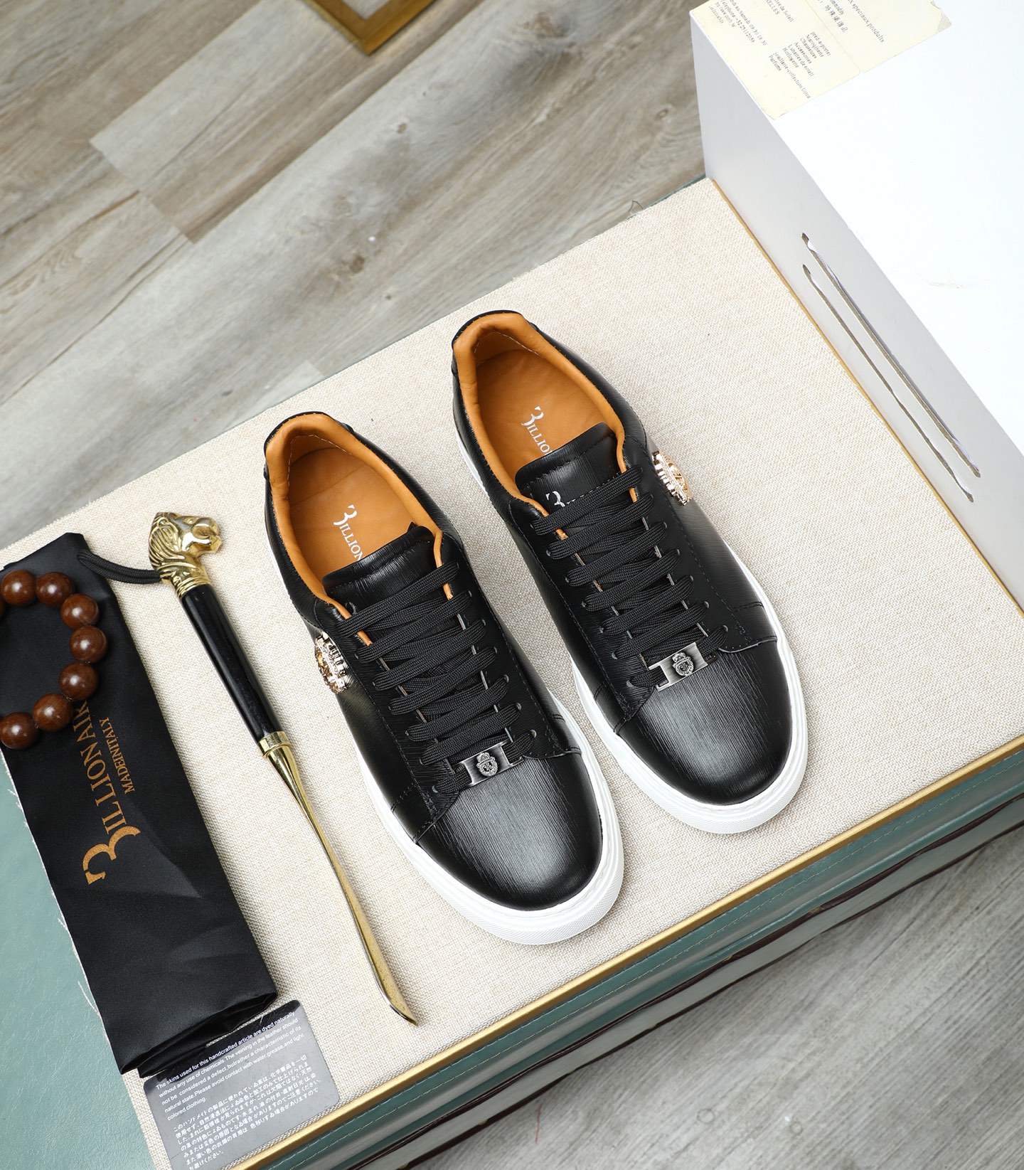 Philipp Plein Men's Leather Sneakers, Black Lace-up Casual Shoes Size 39-45 3 i1743148090514 6243 0 1