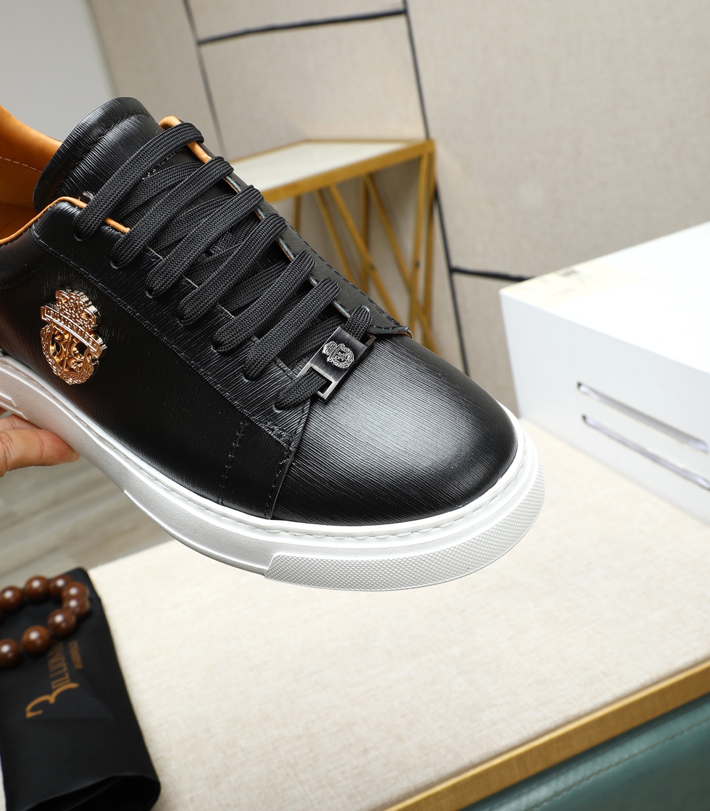 Philipp Plein Men's Leather Sneakers, Black Lace-up Casual Shoes Size 39-45 10 i1743148092903 2006 0 8