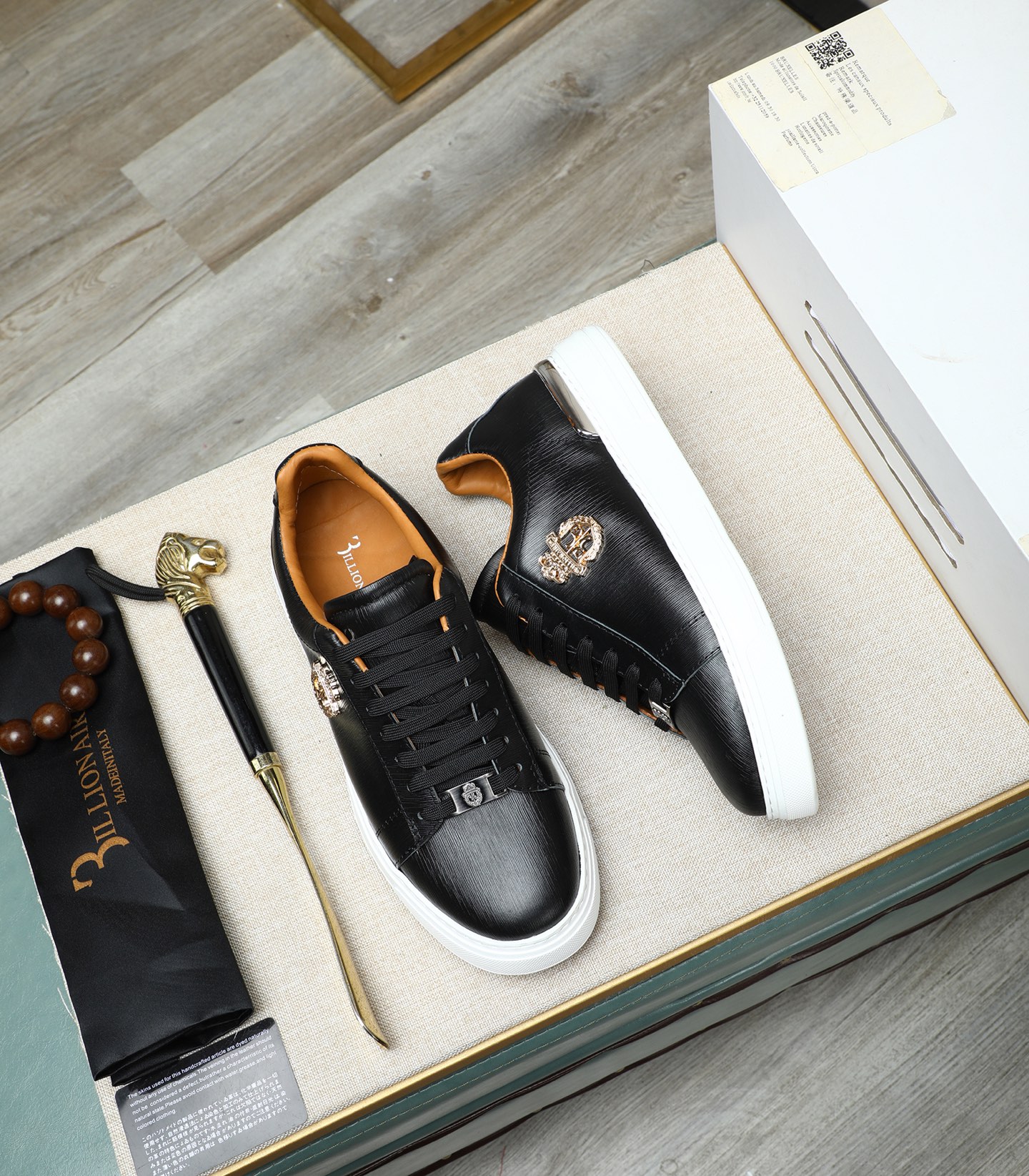 Philipp Plein Men's Leather Sneakers, Black Lace-up Casual Shoes Size 39-45 5 i1743148092919 5716 0 3