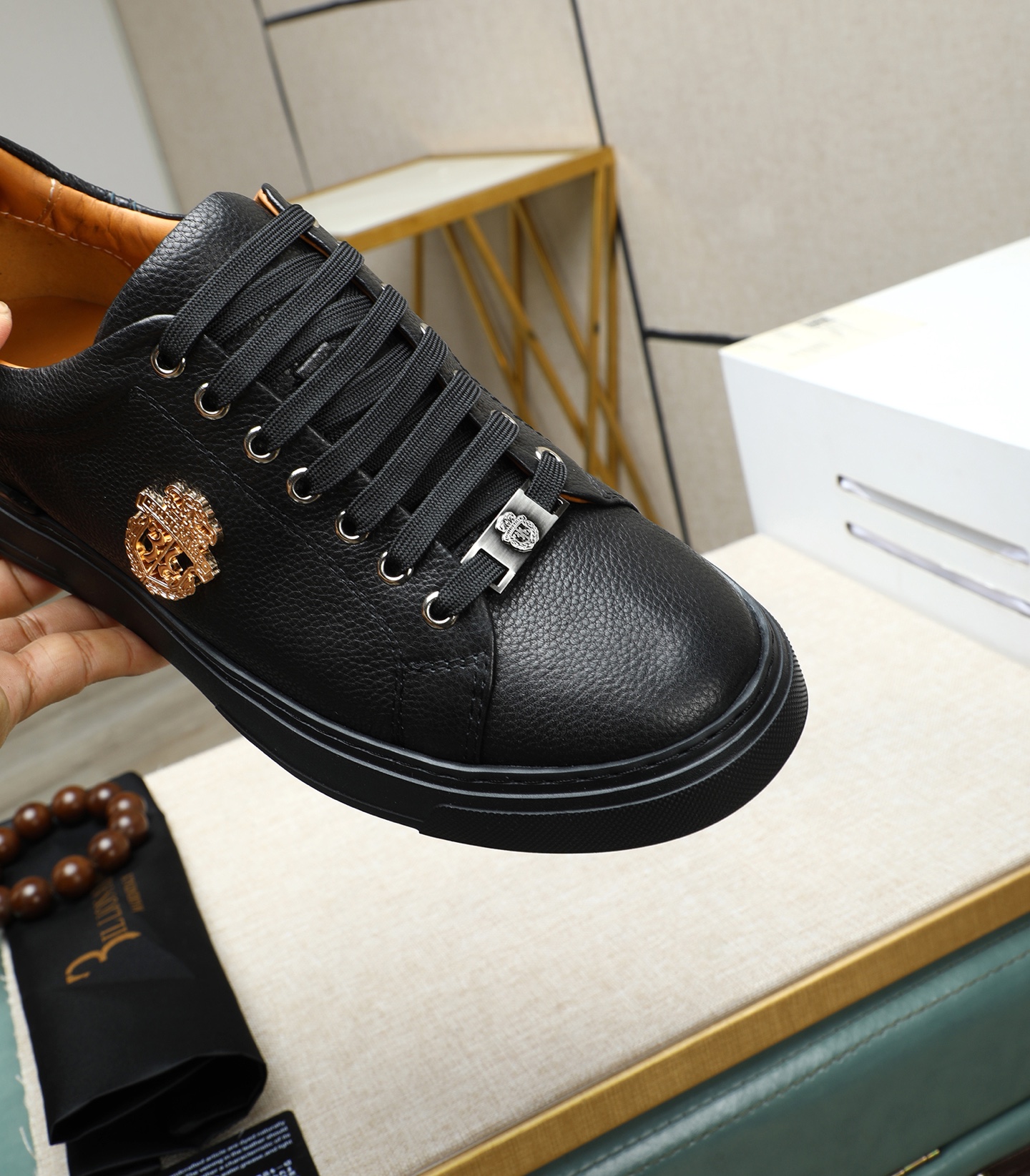Philipp Plein Leather Sneakers - Punk Style Metal Accent - Size 39-45 9 i1743148107213 3079 0 7