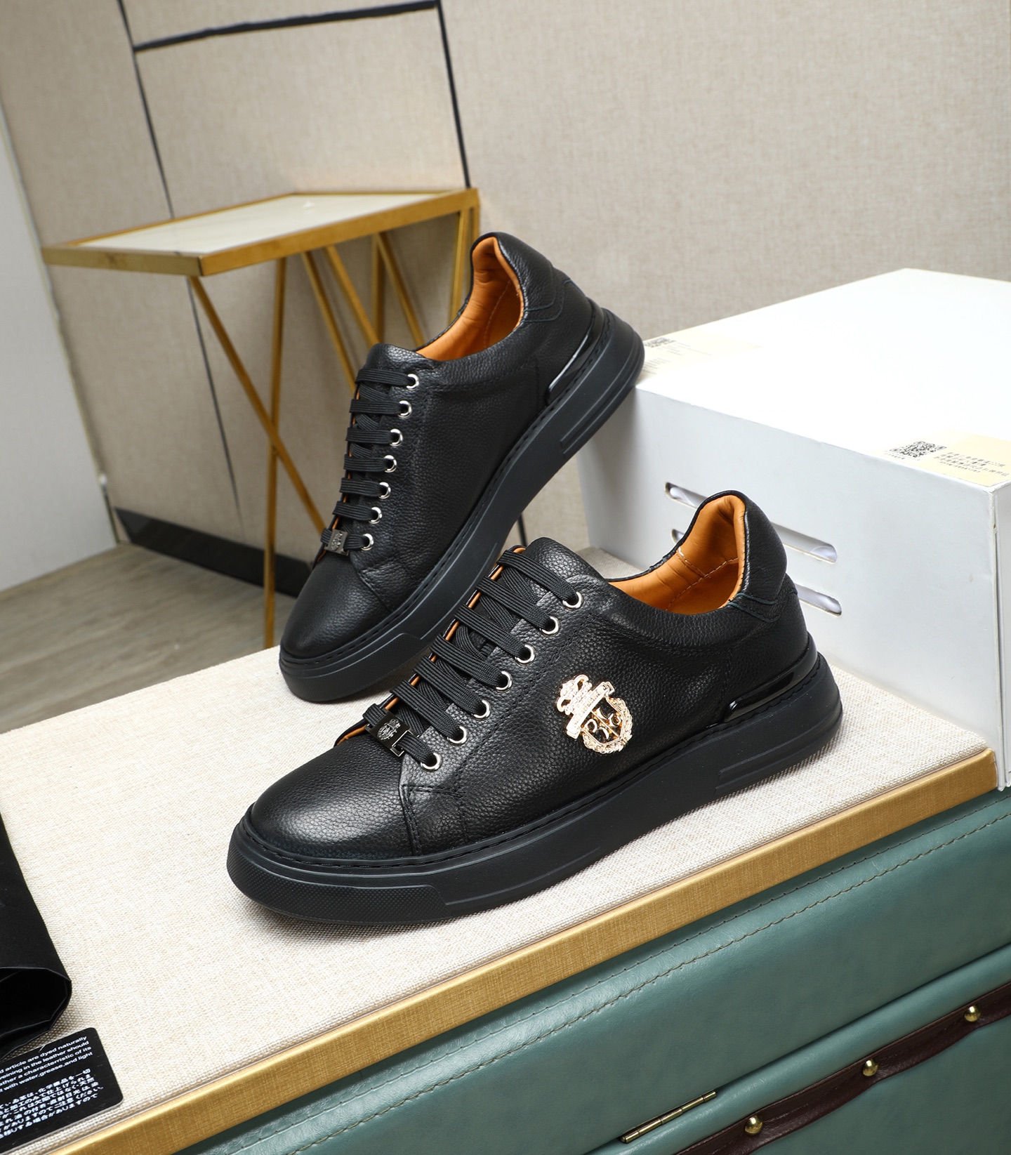 Philipp Plein Leather Sneakers - Punk Style Metal Accent - Size 39-45 1 Philipp Plein Leather Sneakers - Punk Style Metal Accent - Size 39-45