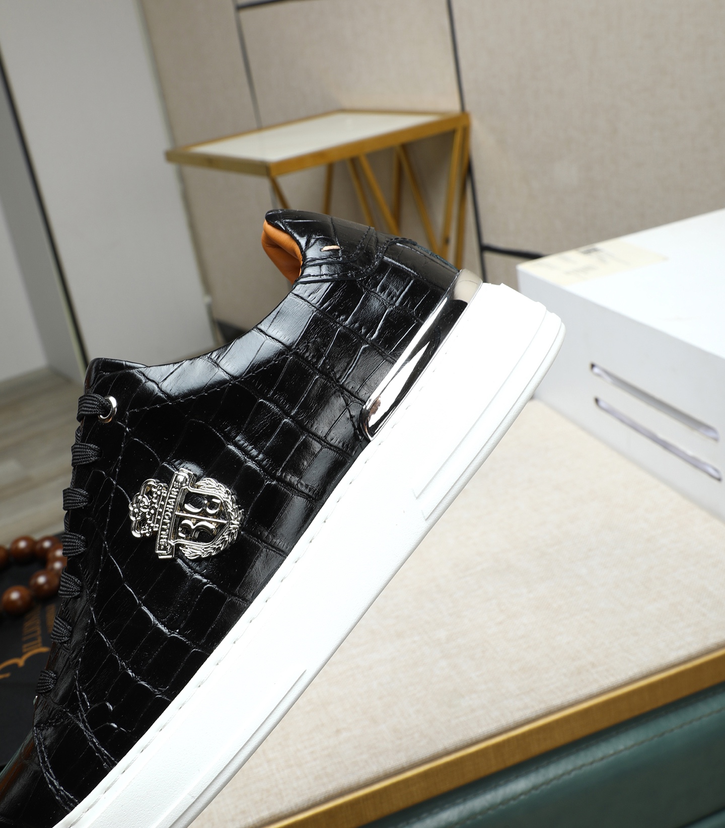Philipp Plein Men's Black Leather Sneakers with Crocodile Print 10 i1743148160958 4023 0 8