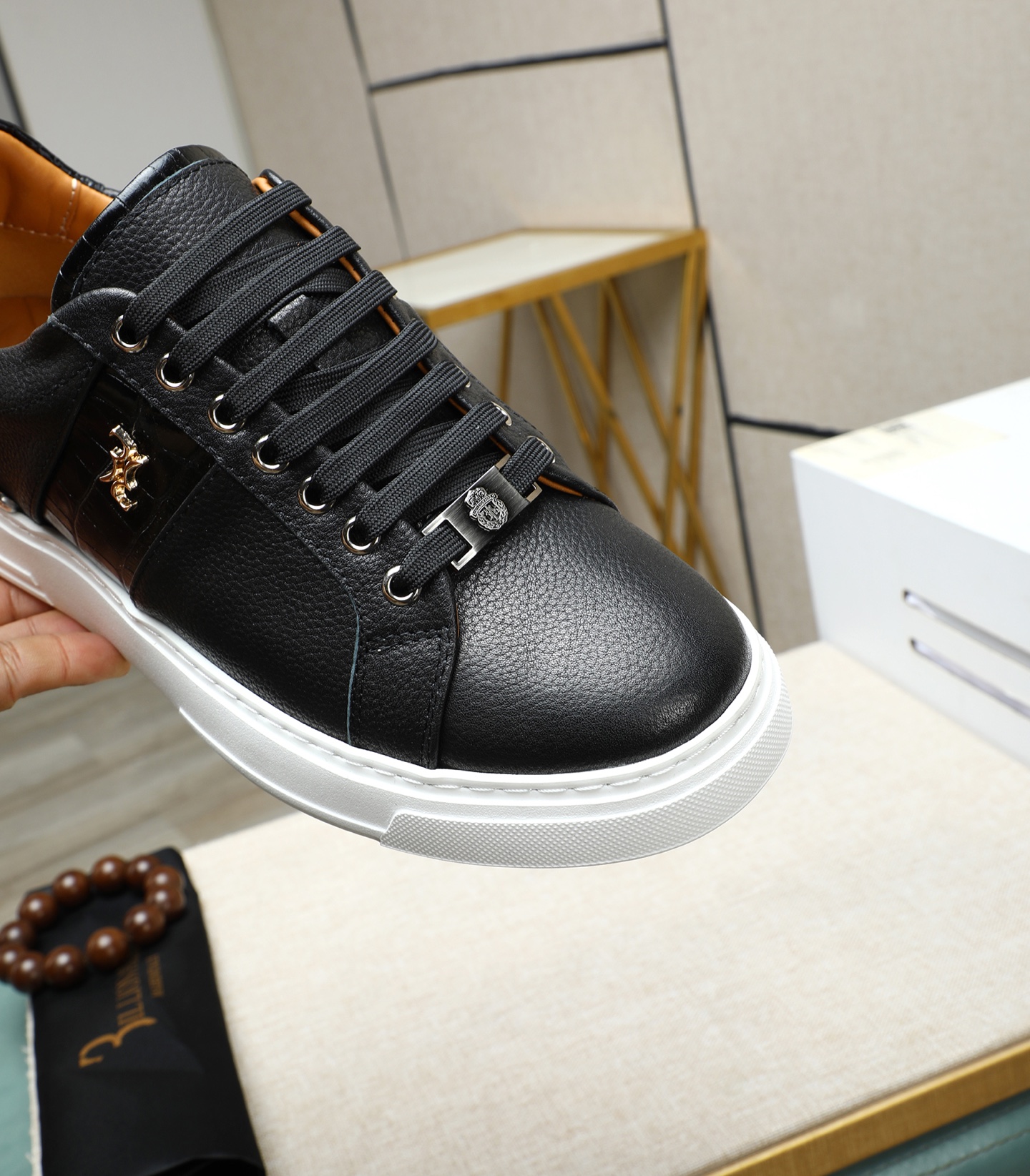Philipp Plein Men's Black Leather Sneakers - Punk Style with Metal Accents 8 i1743148313300 5933 0 6