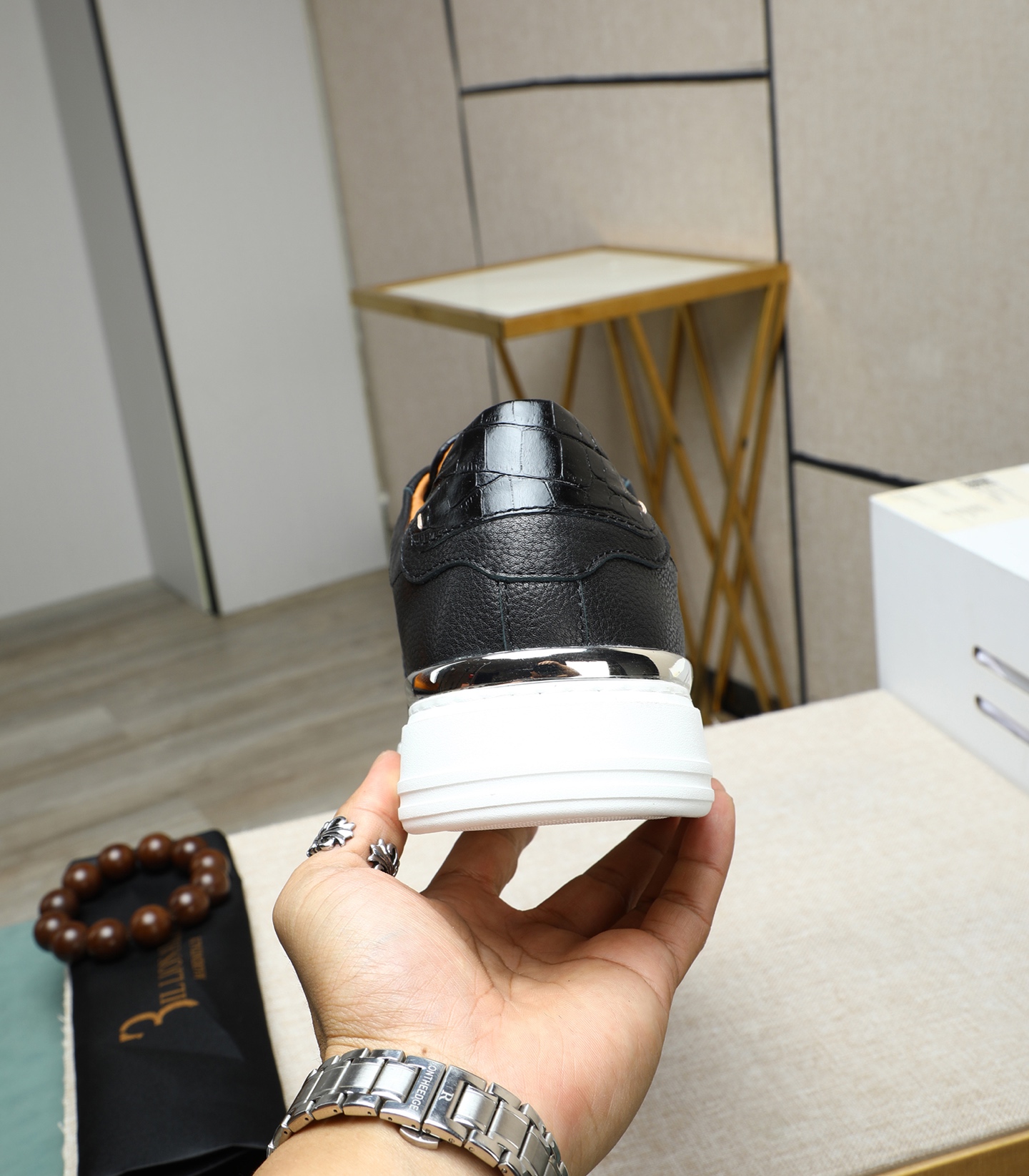 Philipp Plein Men's Black Leather Sneakers - Punk Style with Metal Accents 9 i1743148314350 2913 0 7