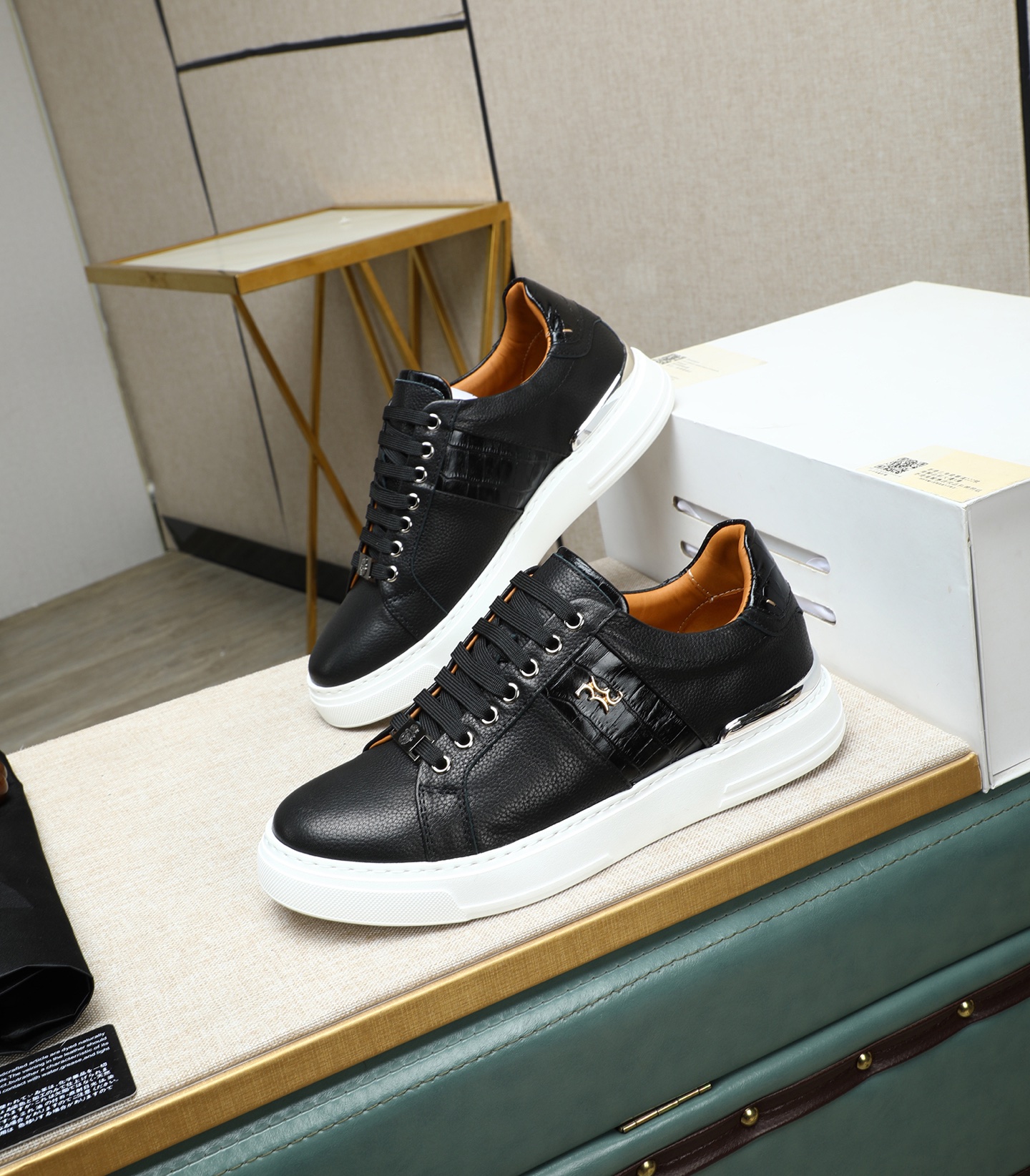 Philipp Plein Men's Black Leather Sneakers - Punk Style with Metal Accents 4 i1743148314353 4935 0 2