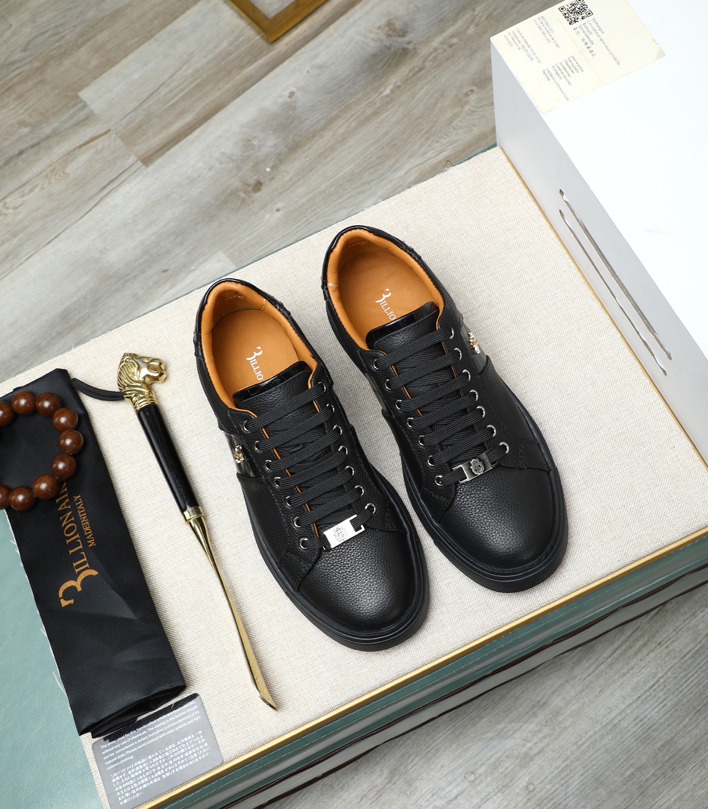 Billionaire Italian Couture Men's Black Leather Lace Up Sneakers 2 i1743148336740 1561 0 0