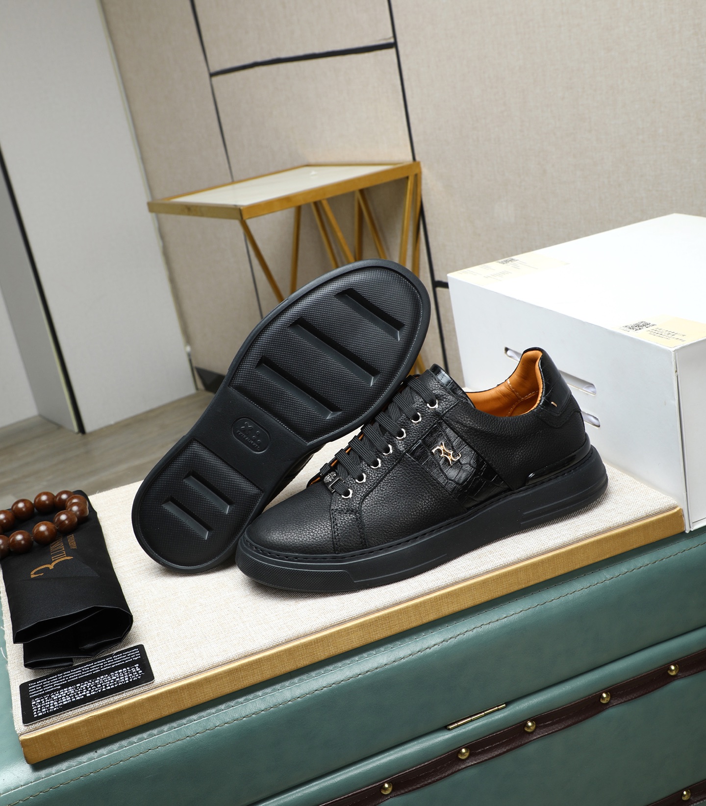 Billionaire Italian Couture Men's Black Leather Lace Up Sneakers 5 i1743148336761 6932 0 3
