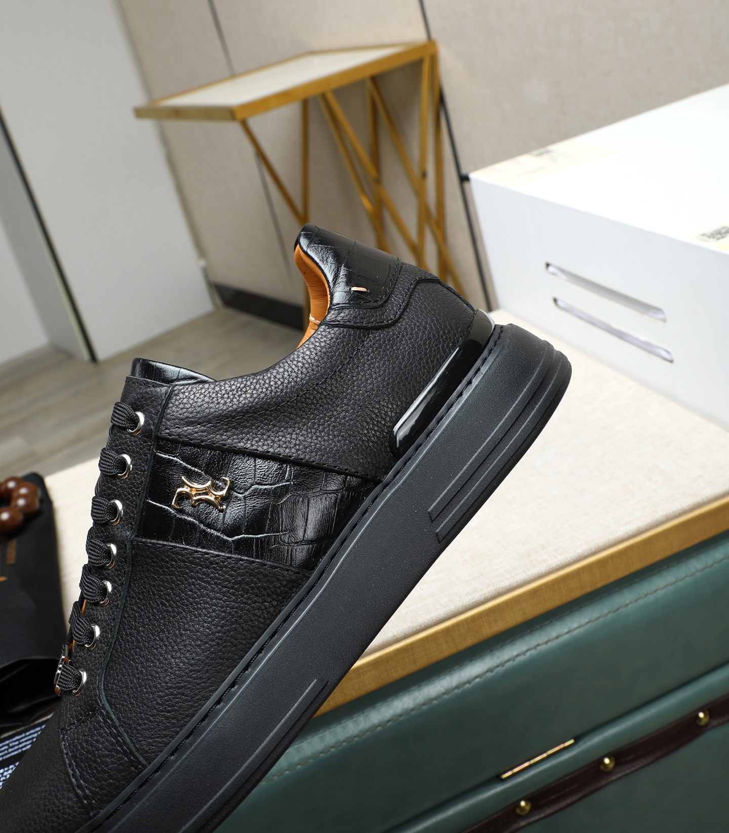 Billionaire Italian Couture Men's Black Leather Lace Up Sneakers 9 i1743148336767 839 0 7