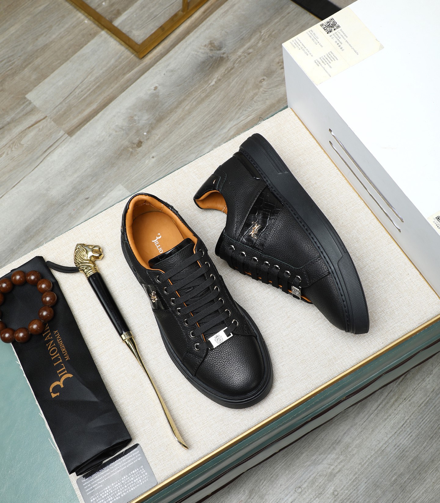 Billionaire Italian Couture Men's Black Leather Lace Up Sneakers 3 i1743148336776 419 0 1