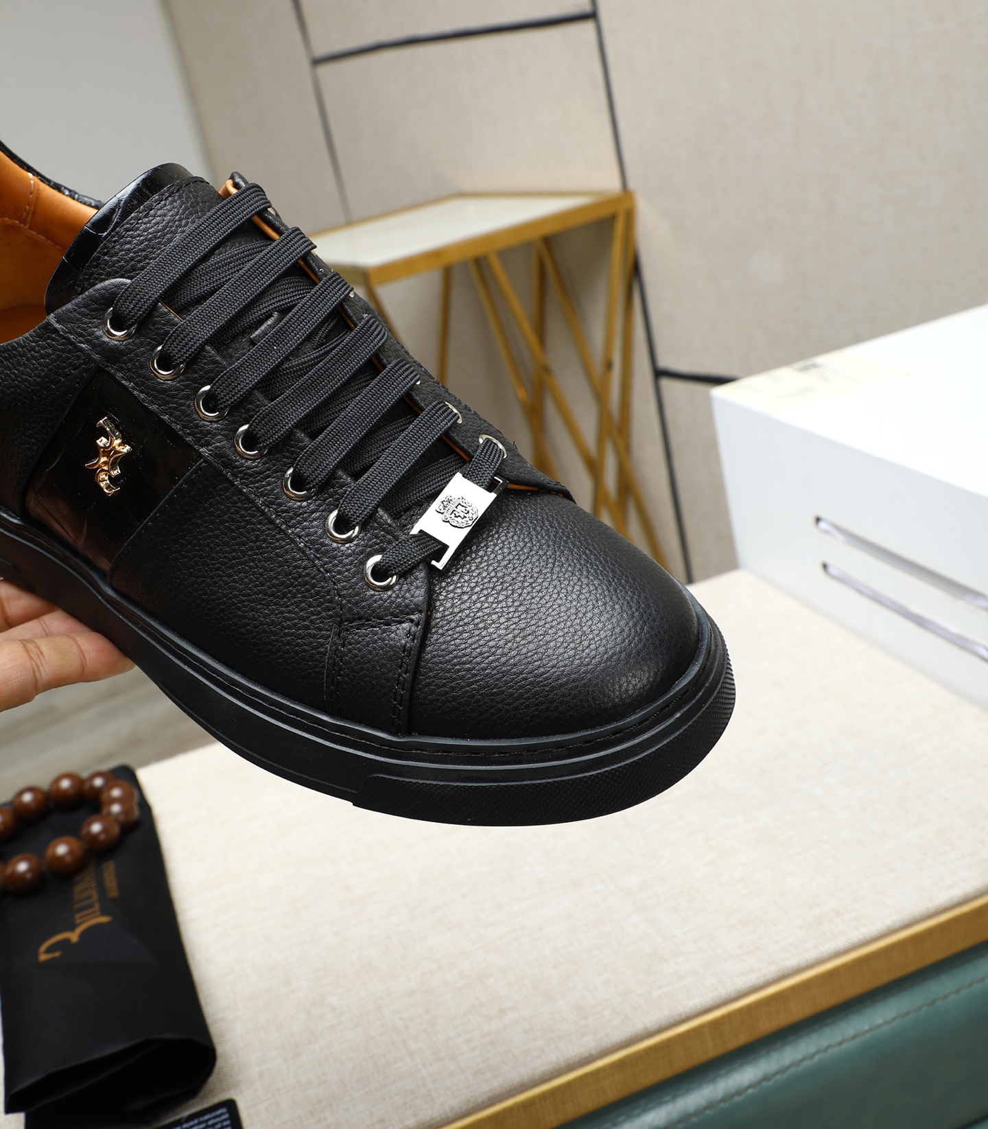 Billionaire Italian Couture Men's Black Leather Lace Up Sneakers 10 i1743148337540 7362 0 8