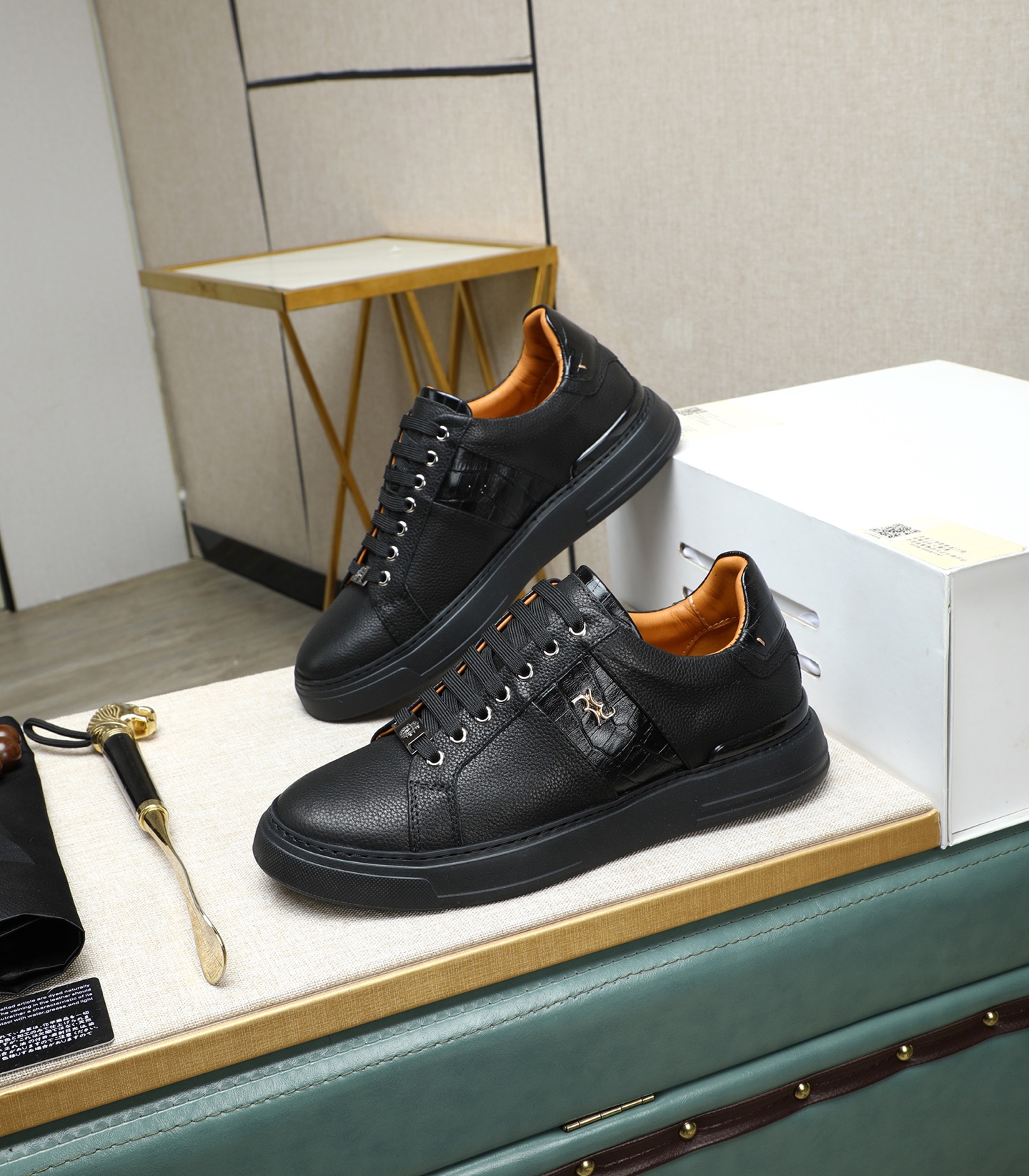 Billionaire Italian Couture Men's Black Leather Lace Up Sneakers 4 i1743148337582 7484 0 2