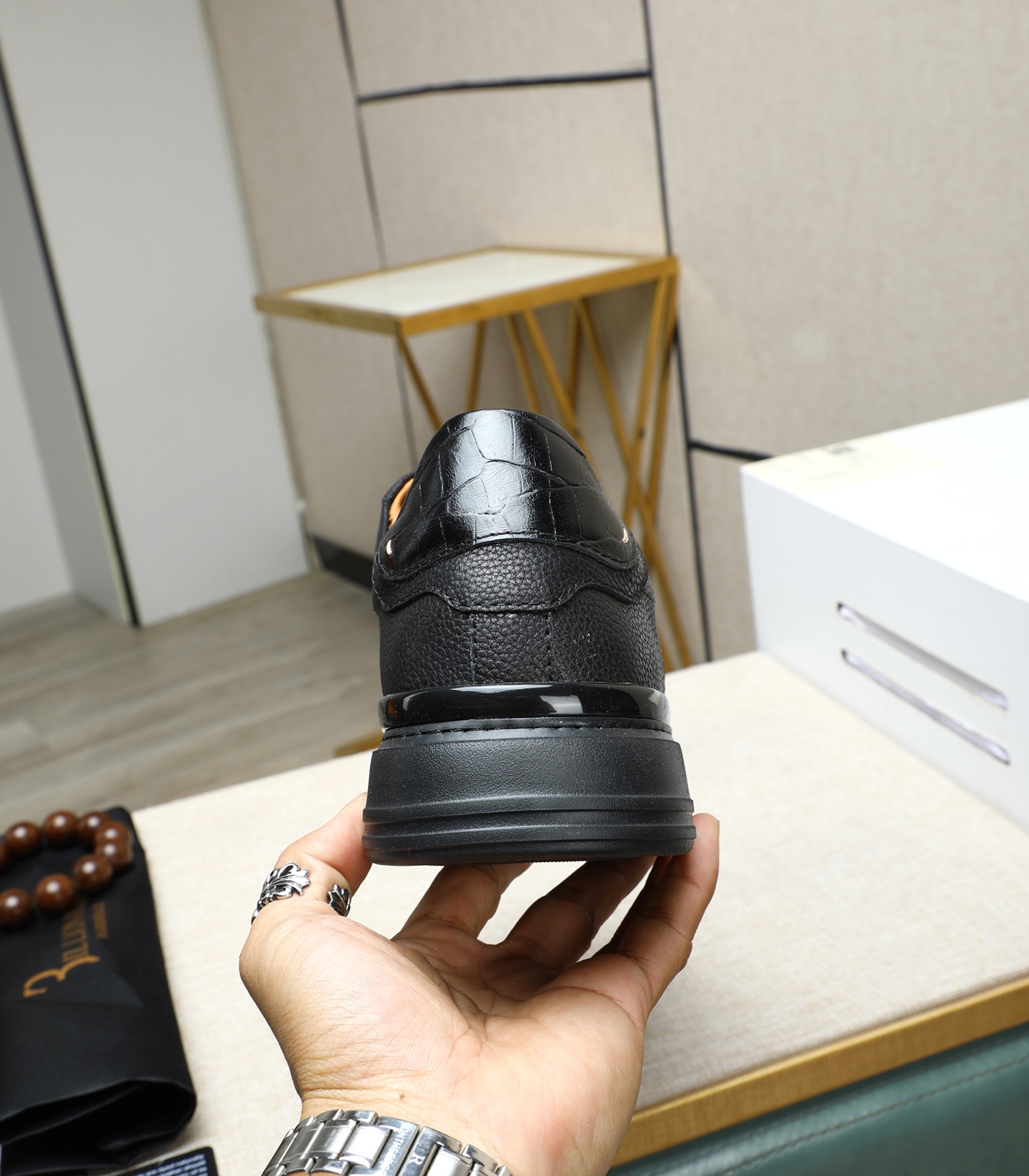 Billionaire Italian Couture Men's Black Leather Lace Up Sneakers 8 i1743148337587 1764 0 6
