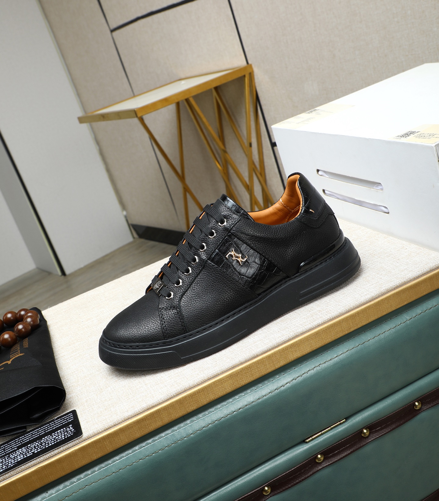 Billionaire Italian Couture Men's Black Leather Lace Up Sneakers 7 i1743148337590 5427 0 5