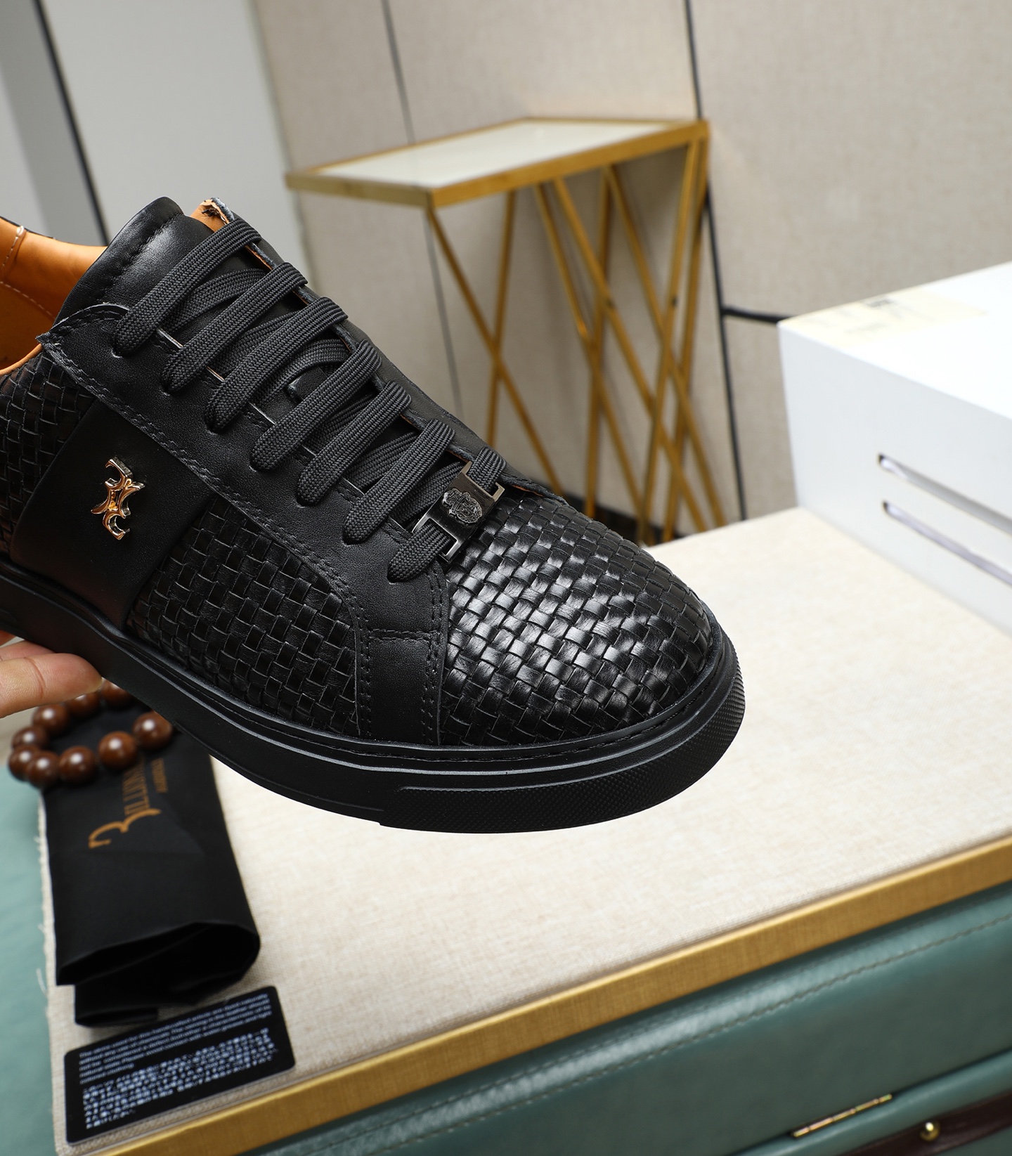 Philipp Plein Men's Black Leather Woven Sneakers Size 39-45 10 i1743148377233 6001 0 8