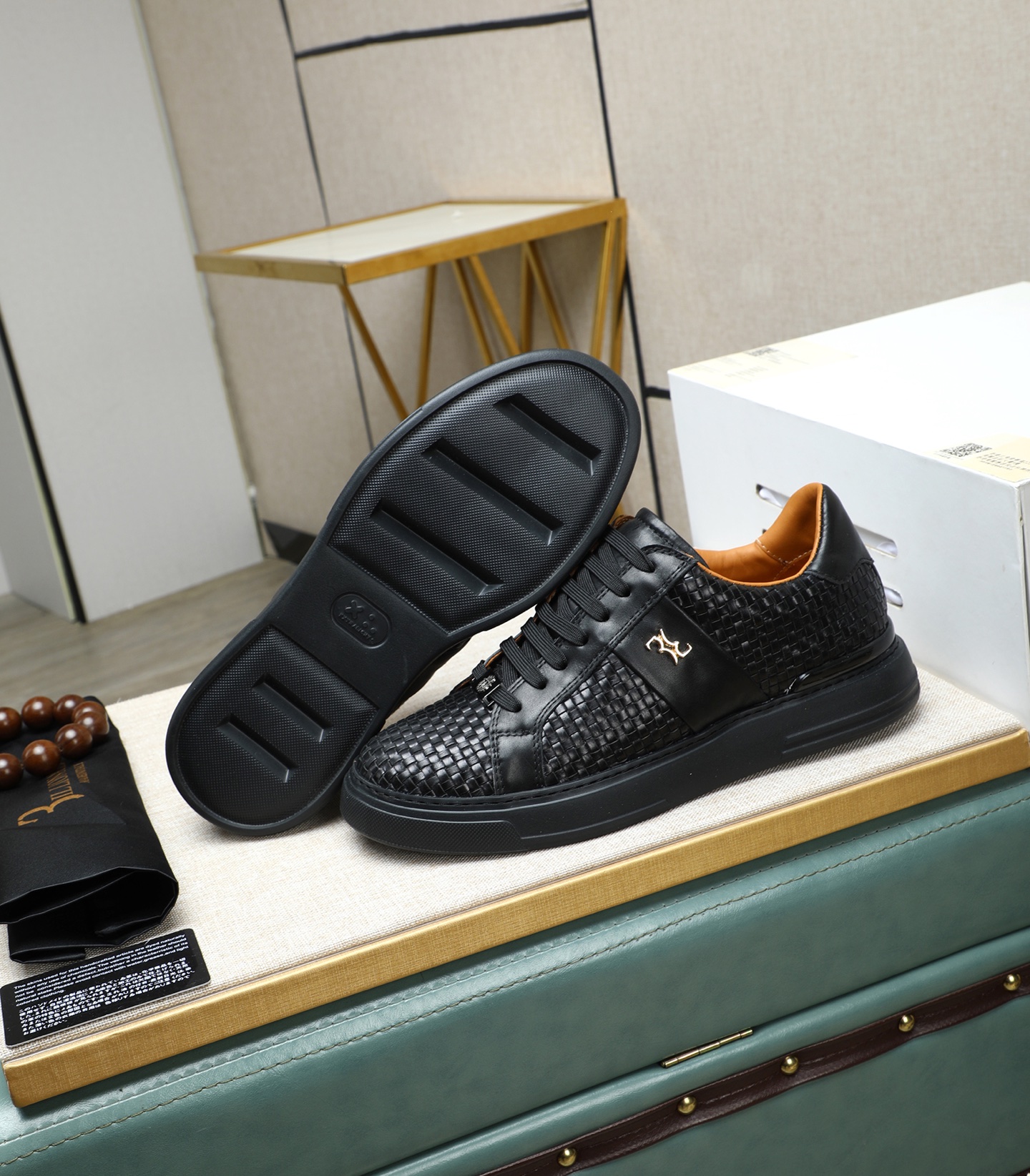 Philipp Plein Men's Black Leather Woven Sneakers Size 39-45 5 i1743148378020 2181 0 3