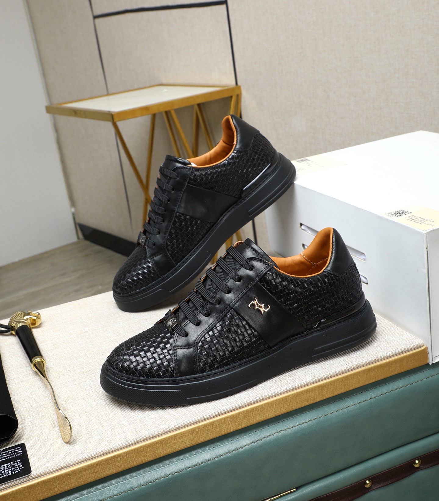 Philipp Plein Men's Black Leather Woven Sneakers Size 39-45 2 i1743148378047 6886 0 0