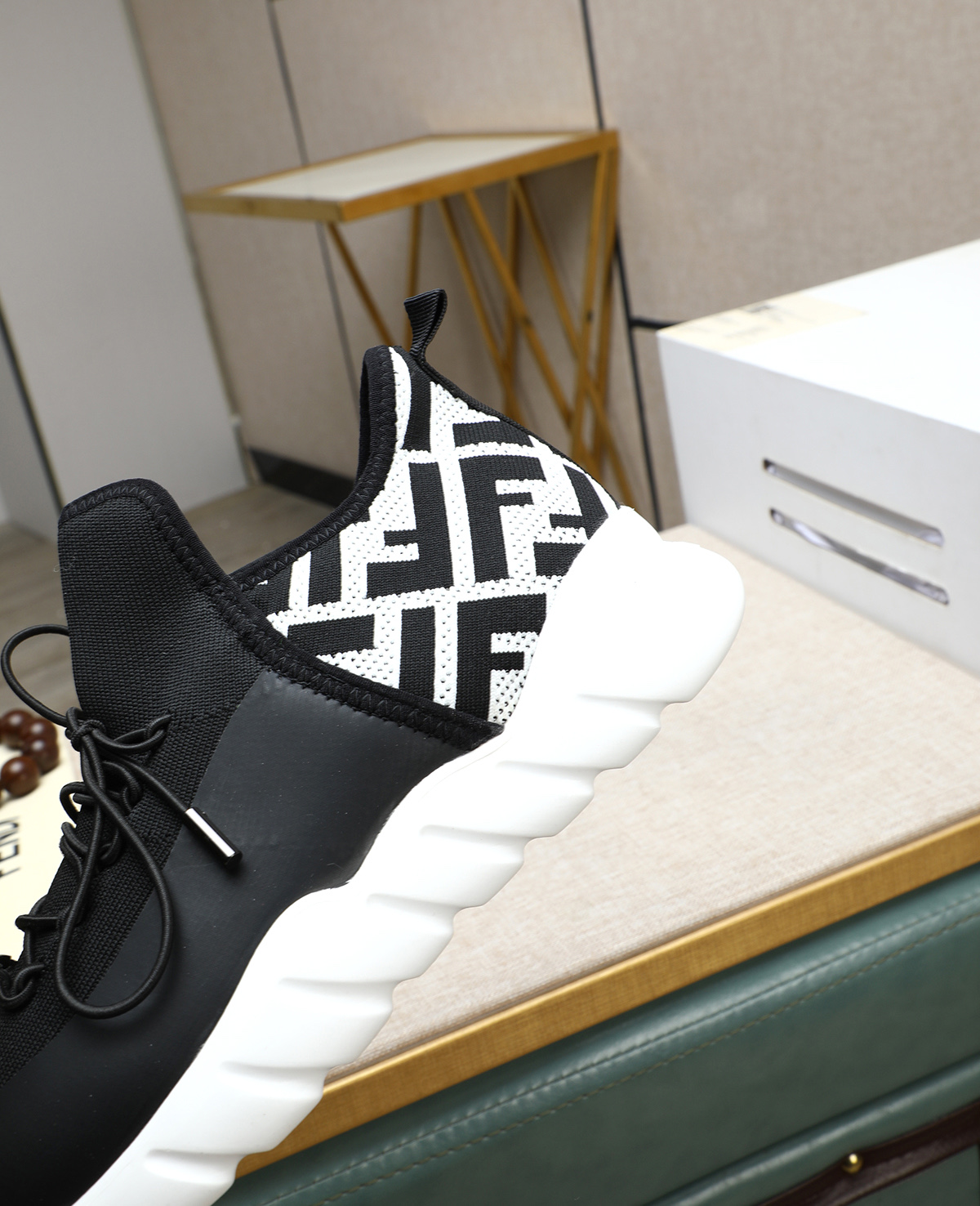 Fendi Men's Tag Series Black Tech Knit Sneakers with FF Logo Detail 8 i1744188136434 1198 0 6