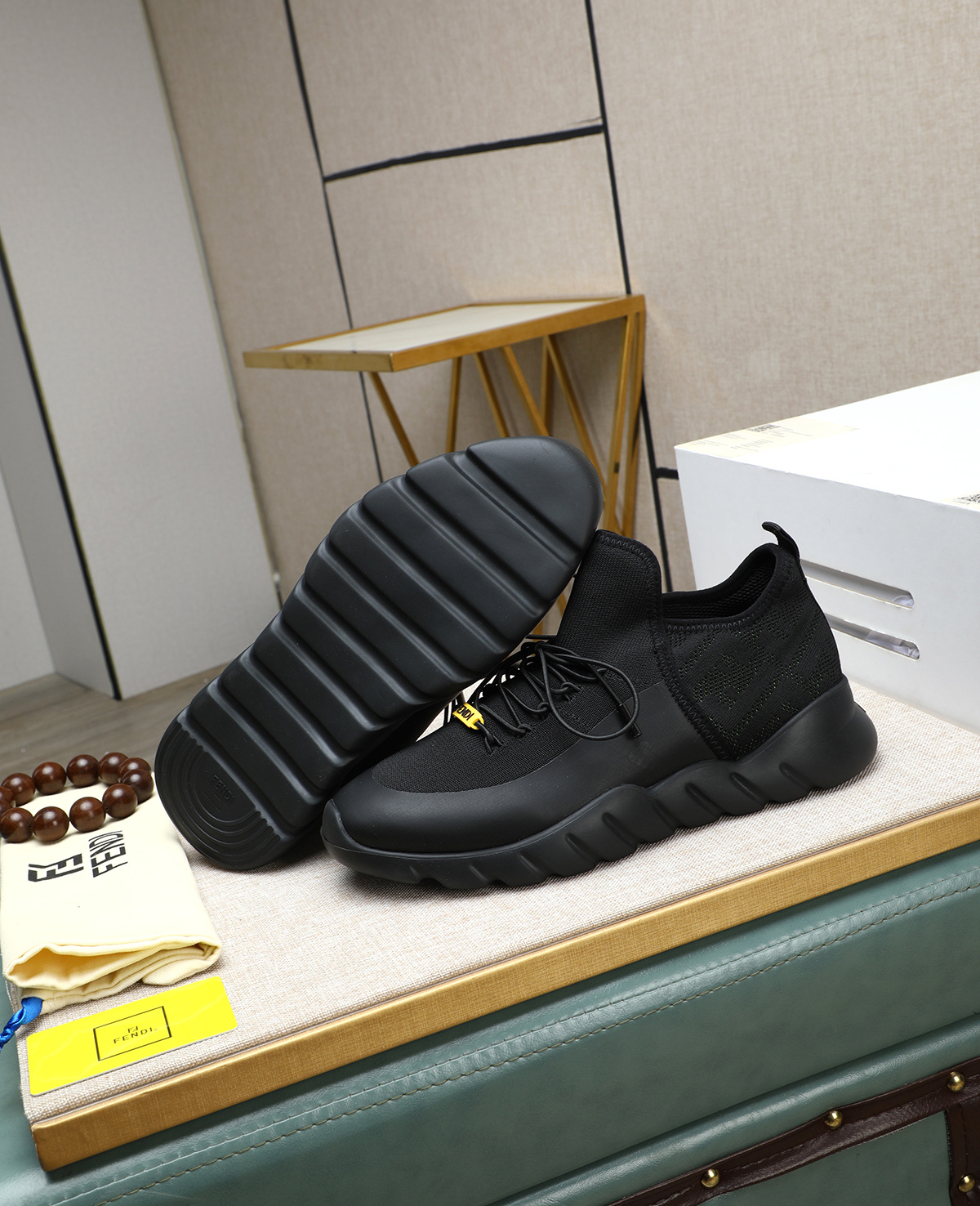 Fendi Tag Men's Black Tech Mesh Sneakers with Neoprene Details 5 i1744188163585 1709 0 3