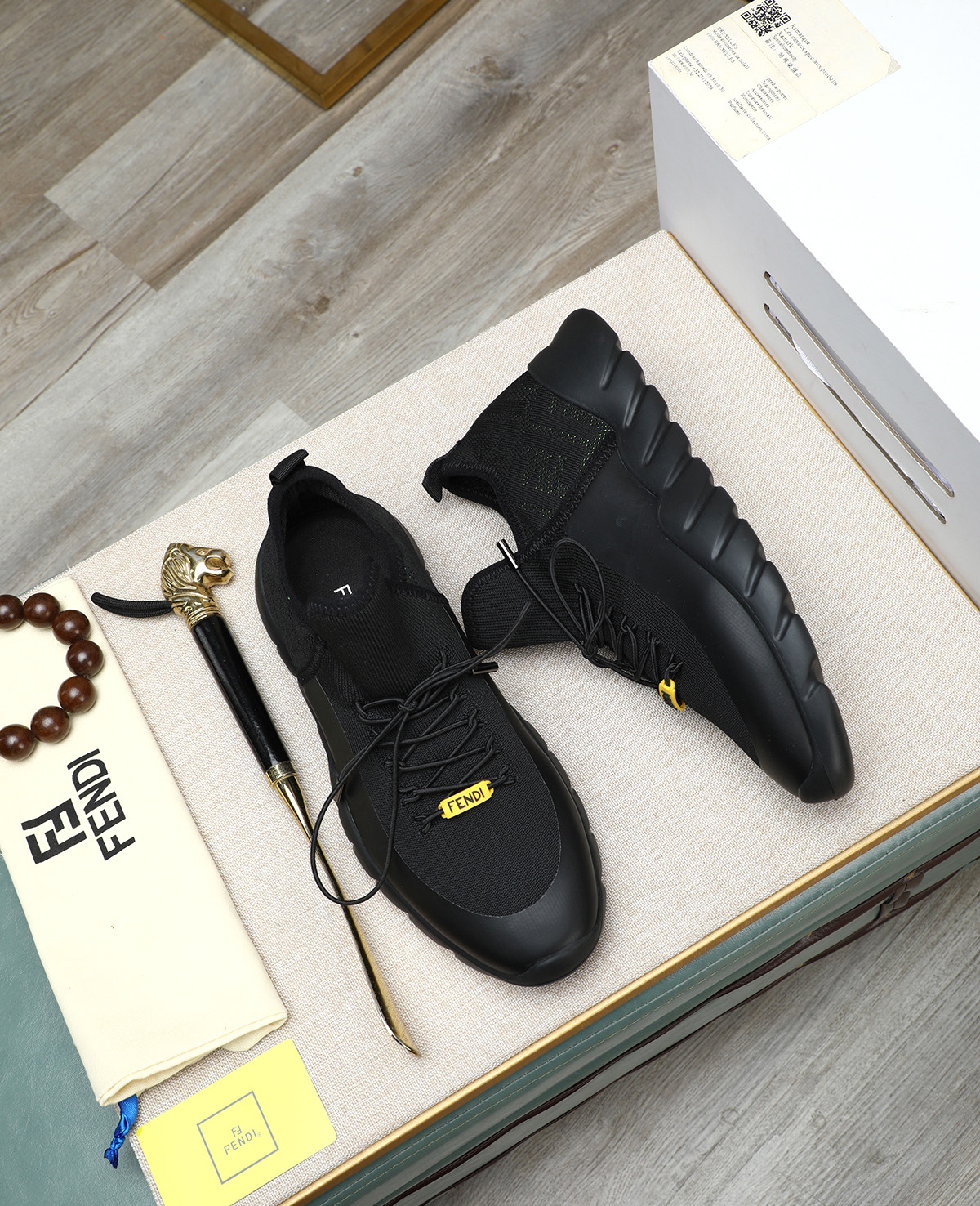 Fendi Tag Men's Black Tech Mesh Sneakers with Neoprene Details 4 i1744188163692 1151 0 2
