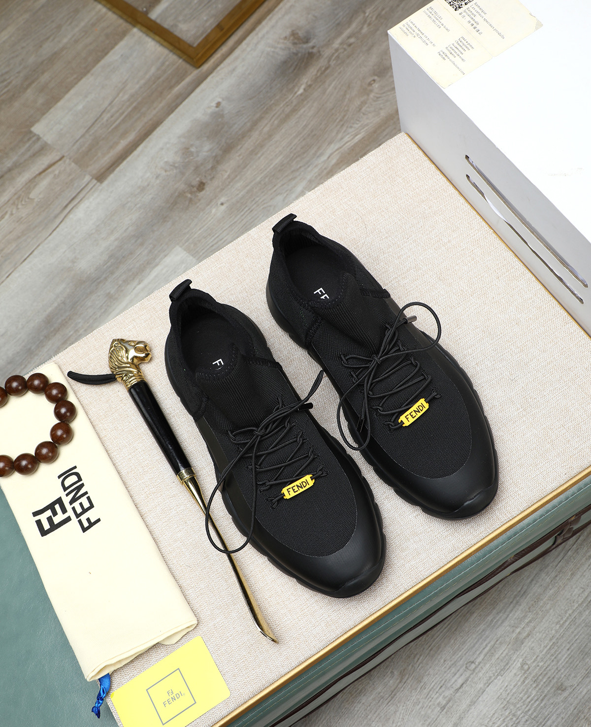 Fendi Tag Men's Black Tech Mesh Sneakers with Neoprene Details 3 i1744188164339 5507 0 1
