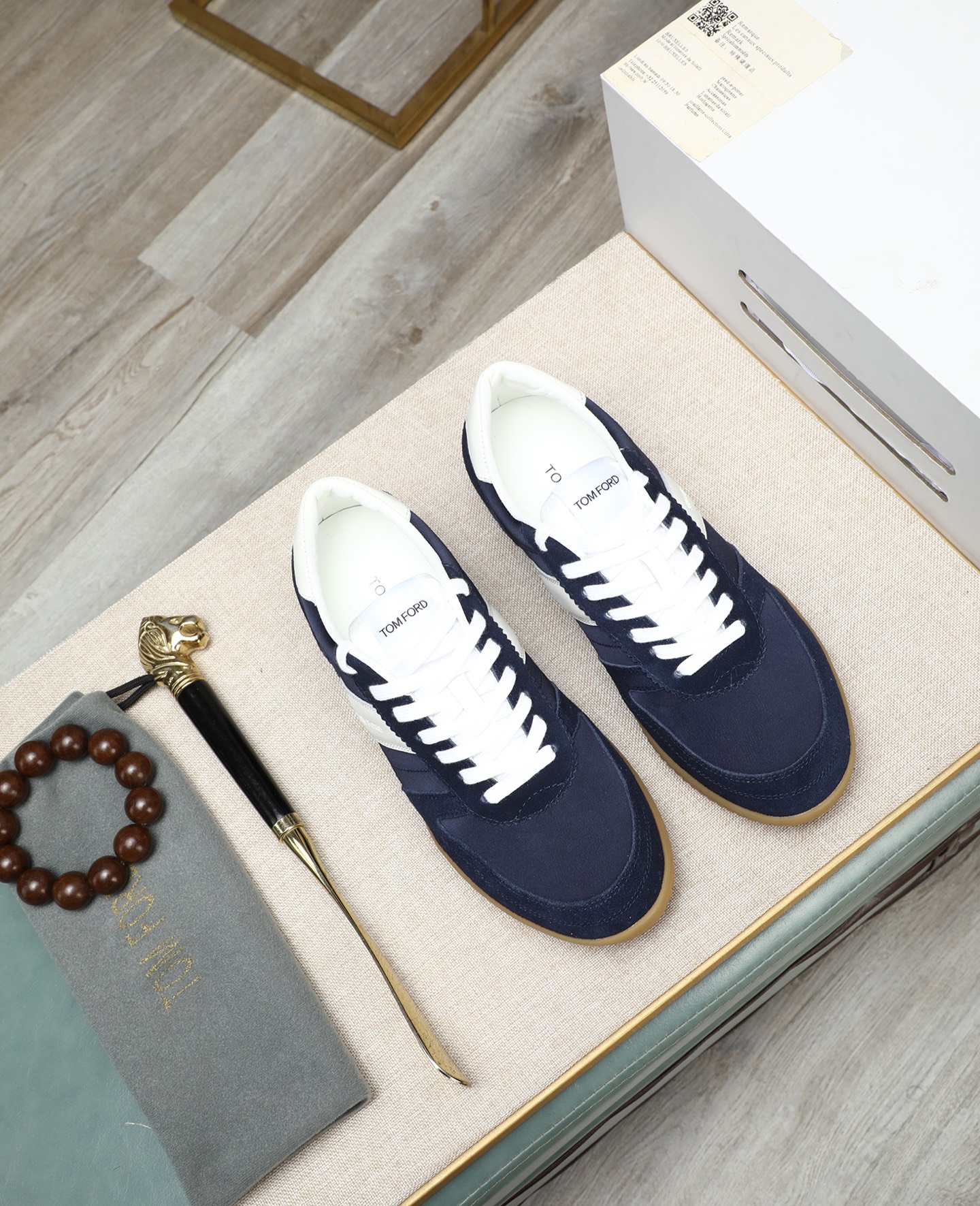 Tom Ford Men's Navy and White Suede Sneakers - Casual Style 3 i1744613611390 1830 0 1