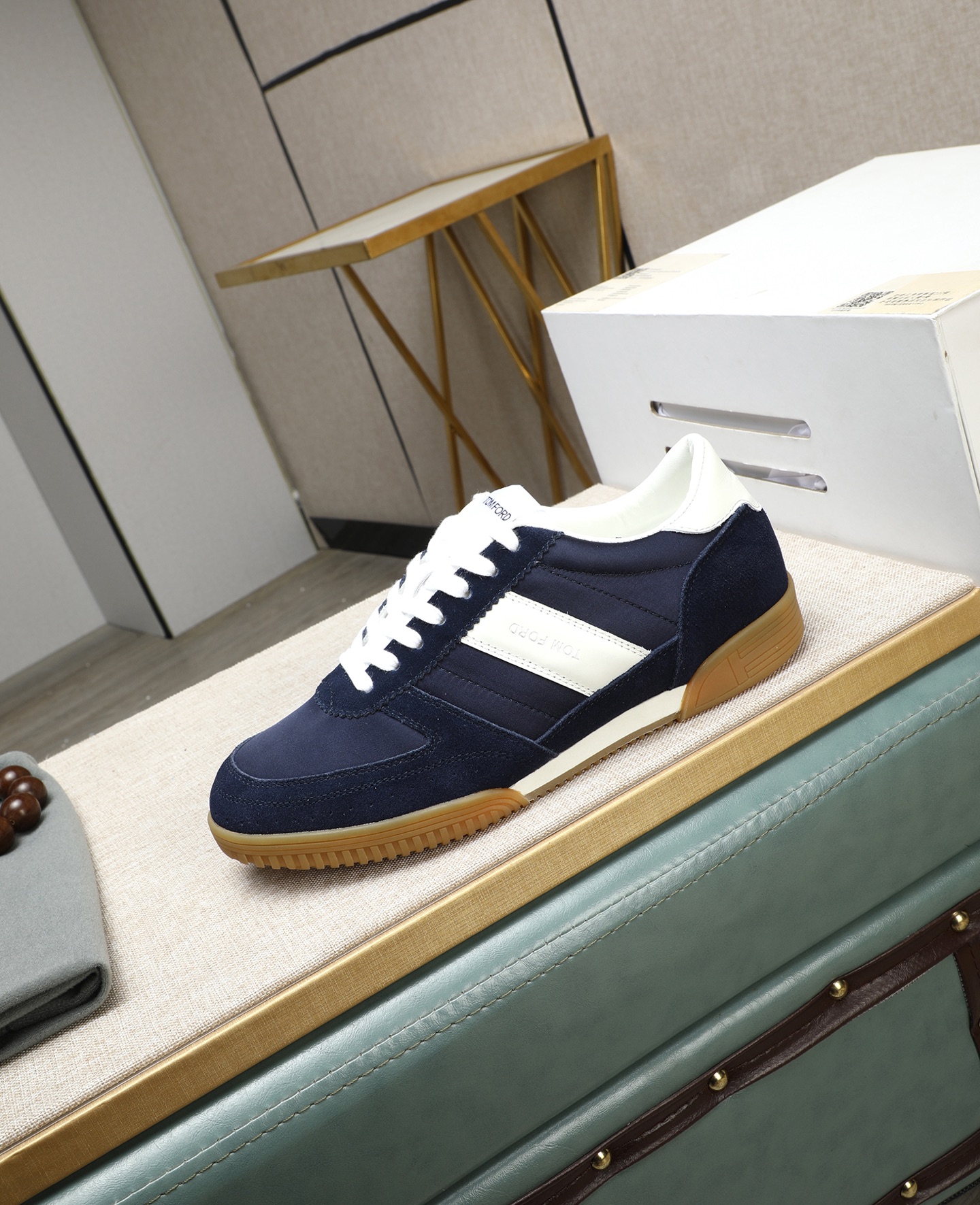 Tom Ford Men's Navy and White Suede Sneakers - Casual Style 7 i1744613612377 4890 0 5