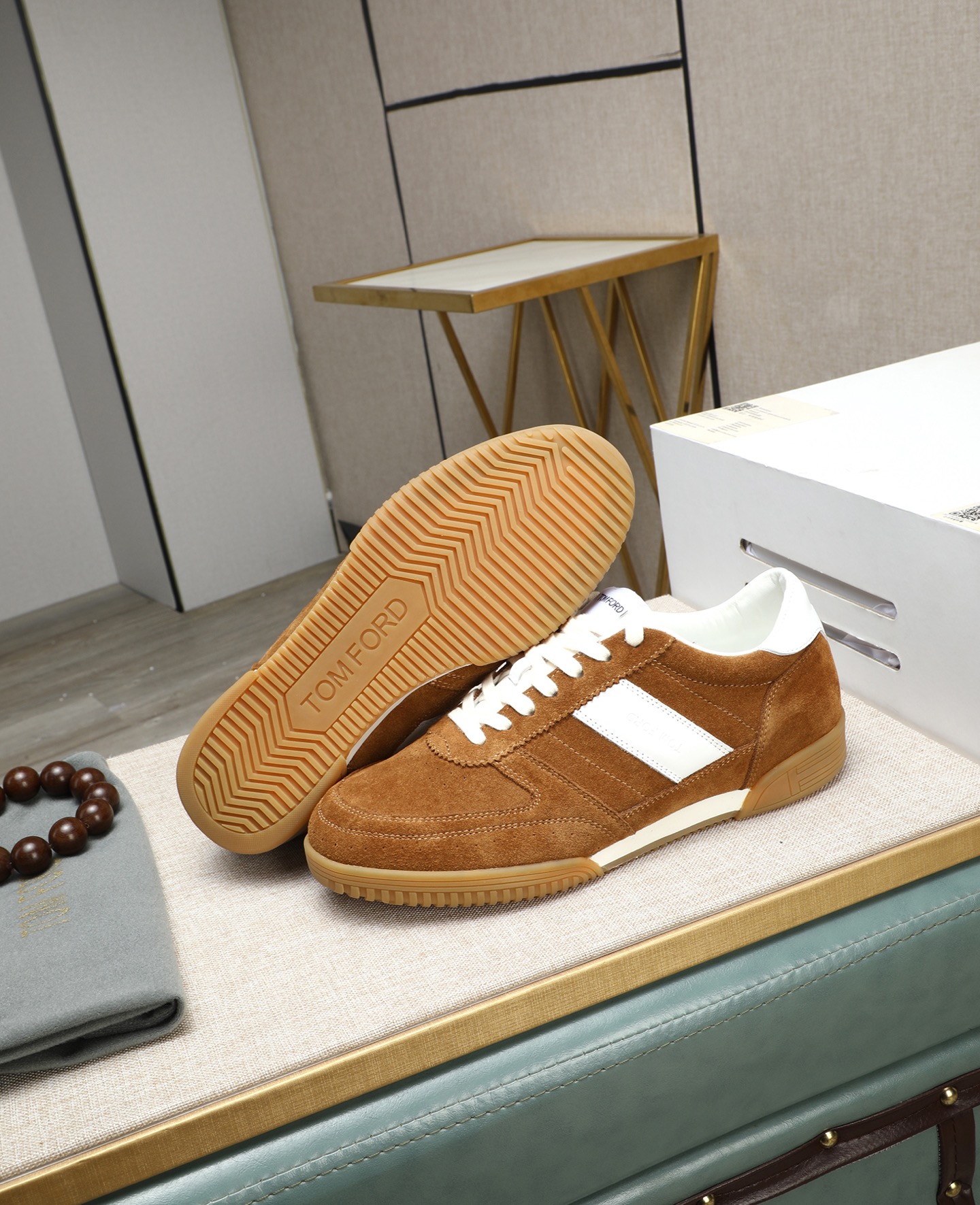 Tom Ford Men's Suede Casual Sneakers with White Stripe - Comfortable & Stylish 5 i1744613627626 4868 0 3