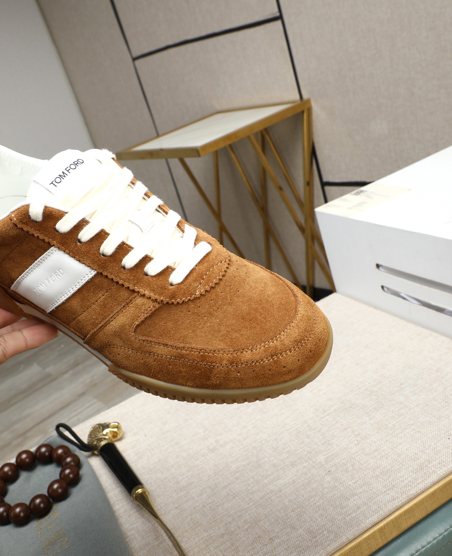 Tom Ford Men's Suede Casual Sneakers with White Stripe - Comfortable & Stylish 8 i1744613627713 4474 0 6