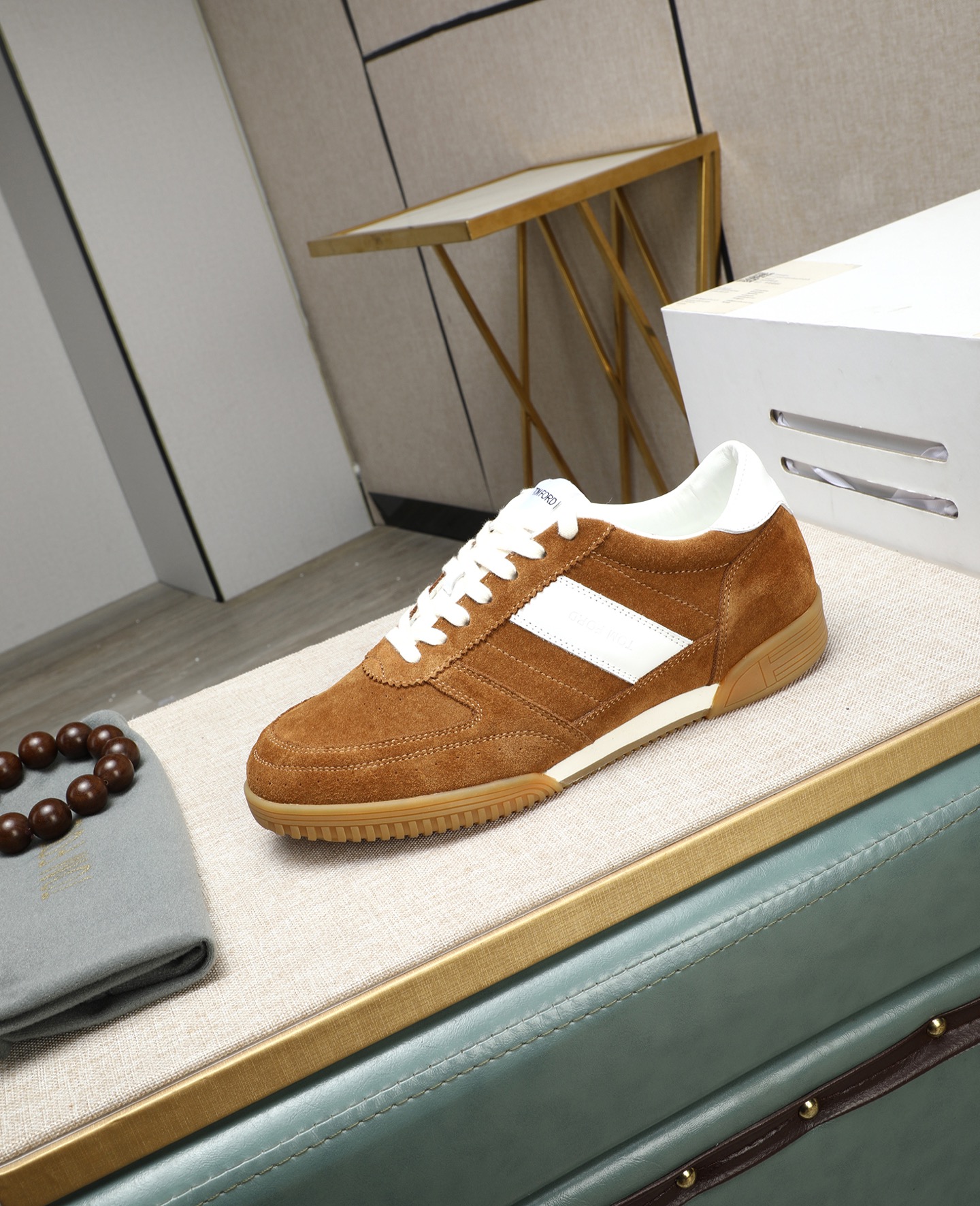 Tom Ford Men's Suede Casual Sneakers with White Stripe - Comfortable & Stylish 7 i1744613628421 5870 0 5