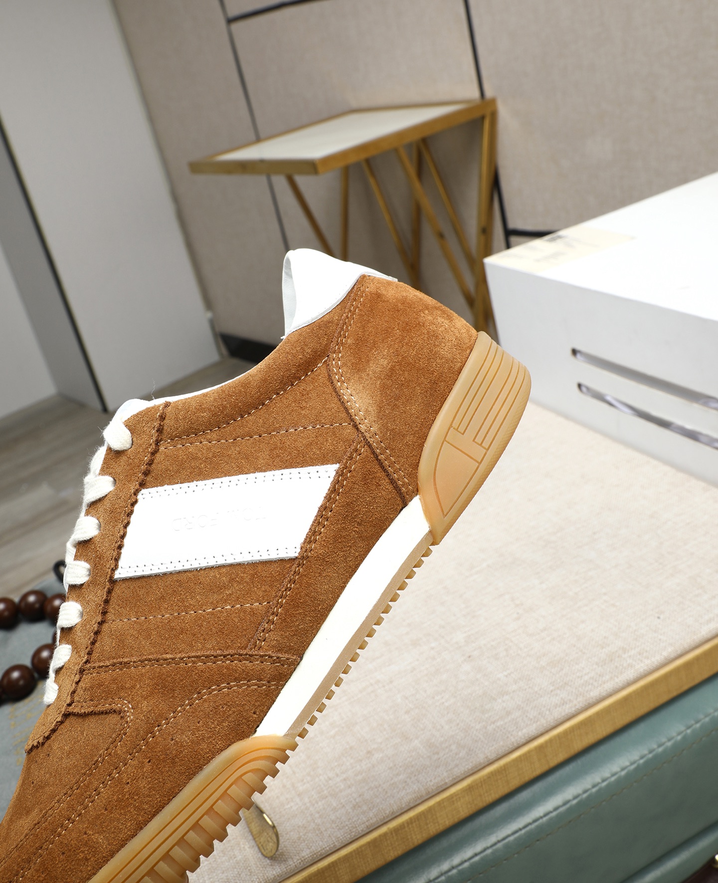 Tom Ford Men's Suede Casual Sneakers with White Stripe - Comfortable & Stylish 9 i1744613628445 2169 0 7