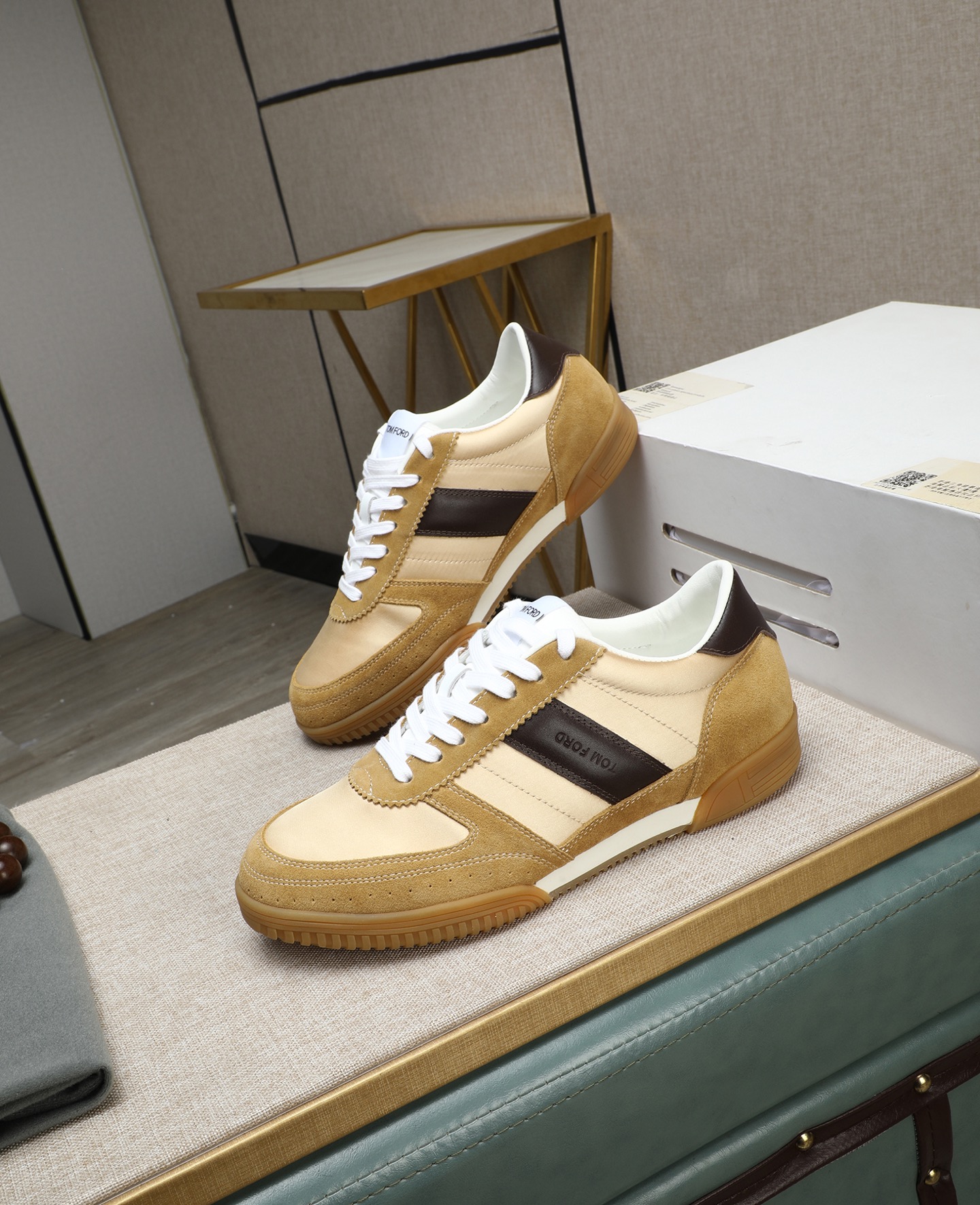 Tom Ford Men's Bancroft Leather & Suede Low-Top Sneakers - Beige/Brown 2 i1744613641584 9707 0 0