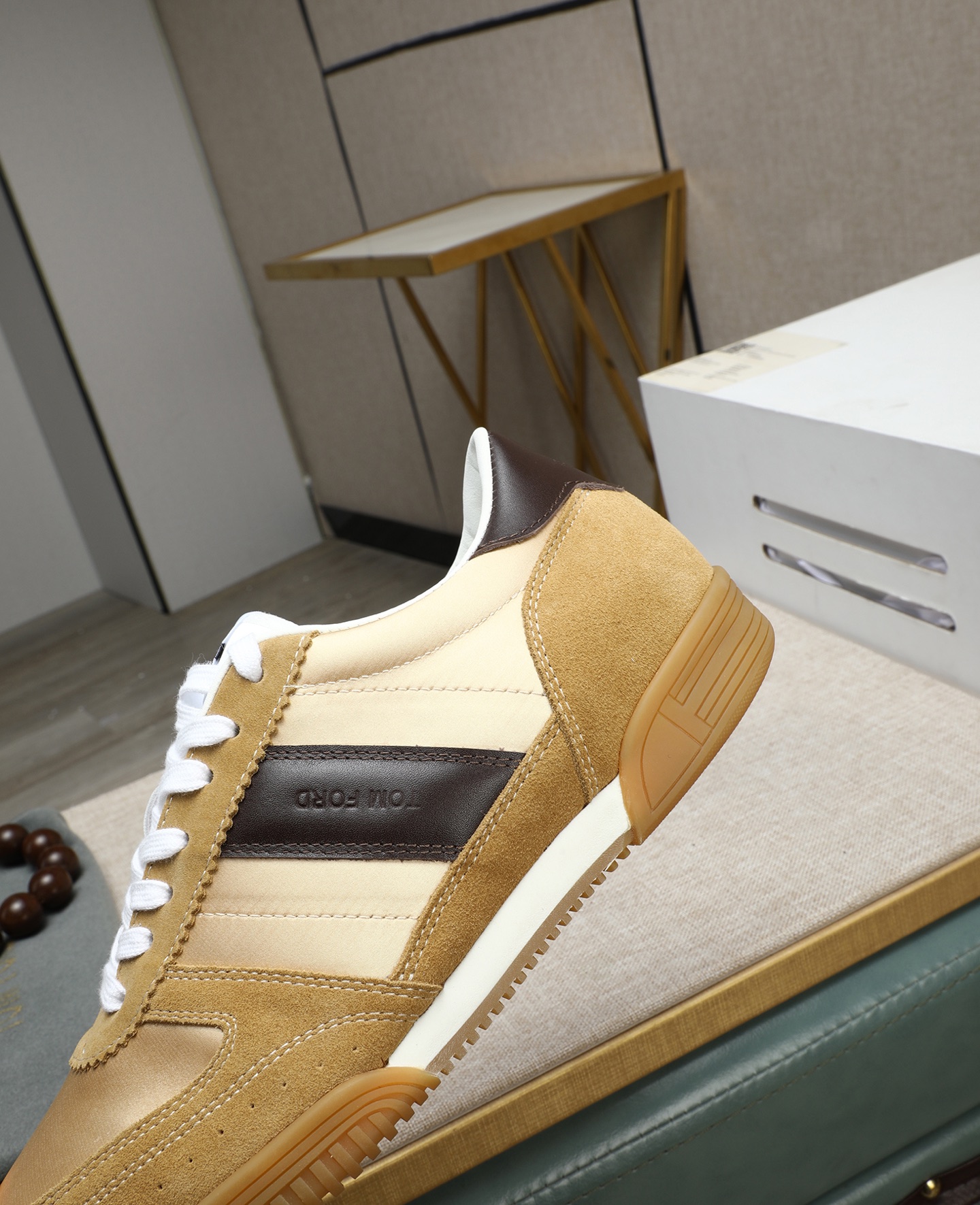 Tom Ford Men's Bancroft Leather & Suede Low-Top Sneakers - Beige/Brown 10 i1744613641617 1656 0 8