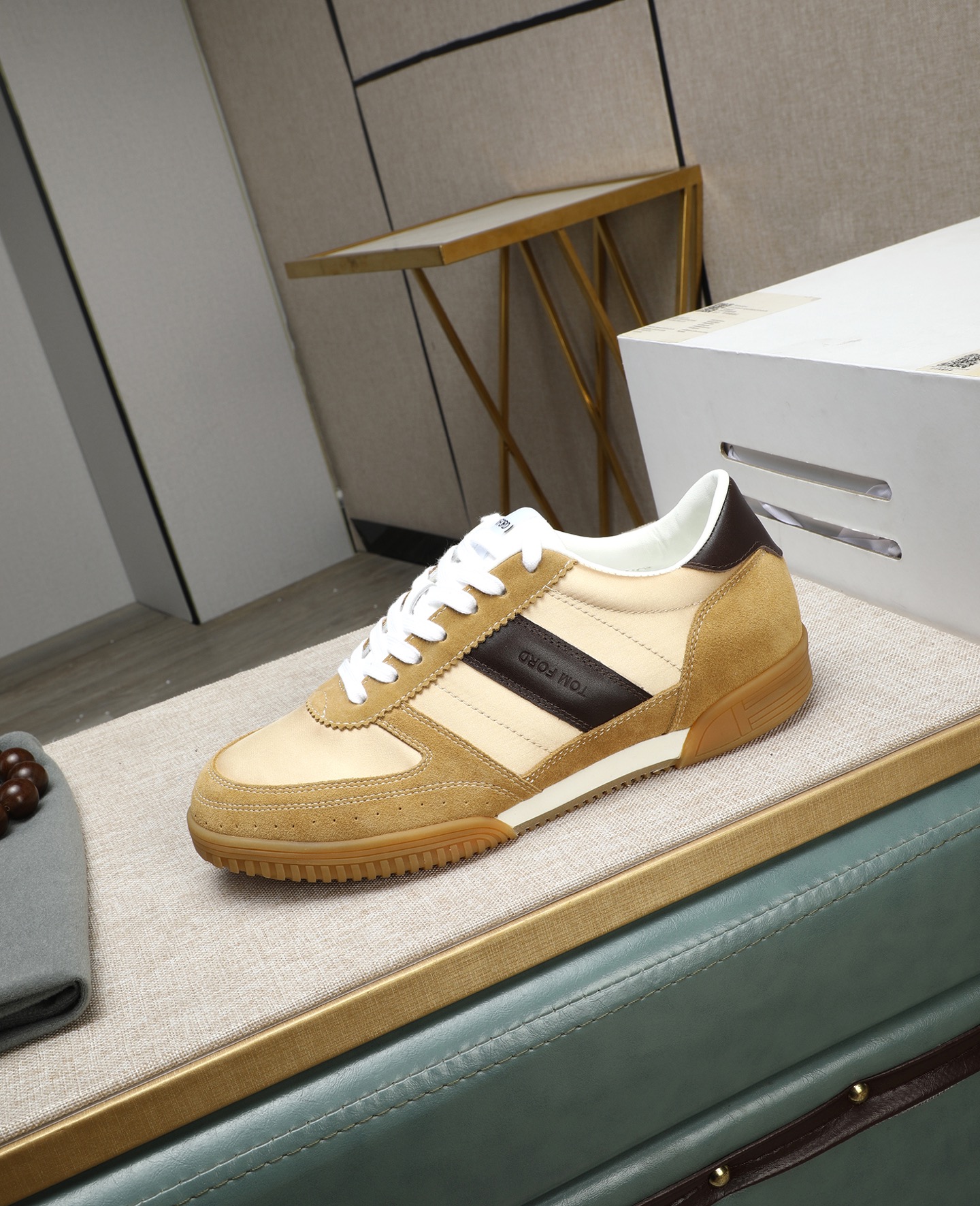 Tom Ford Men's Bancroft Leather & Suede Low-Top Sneakers - Beige/Brown 7 i1744613642310 8998 0 5