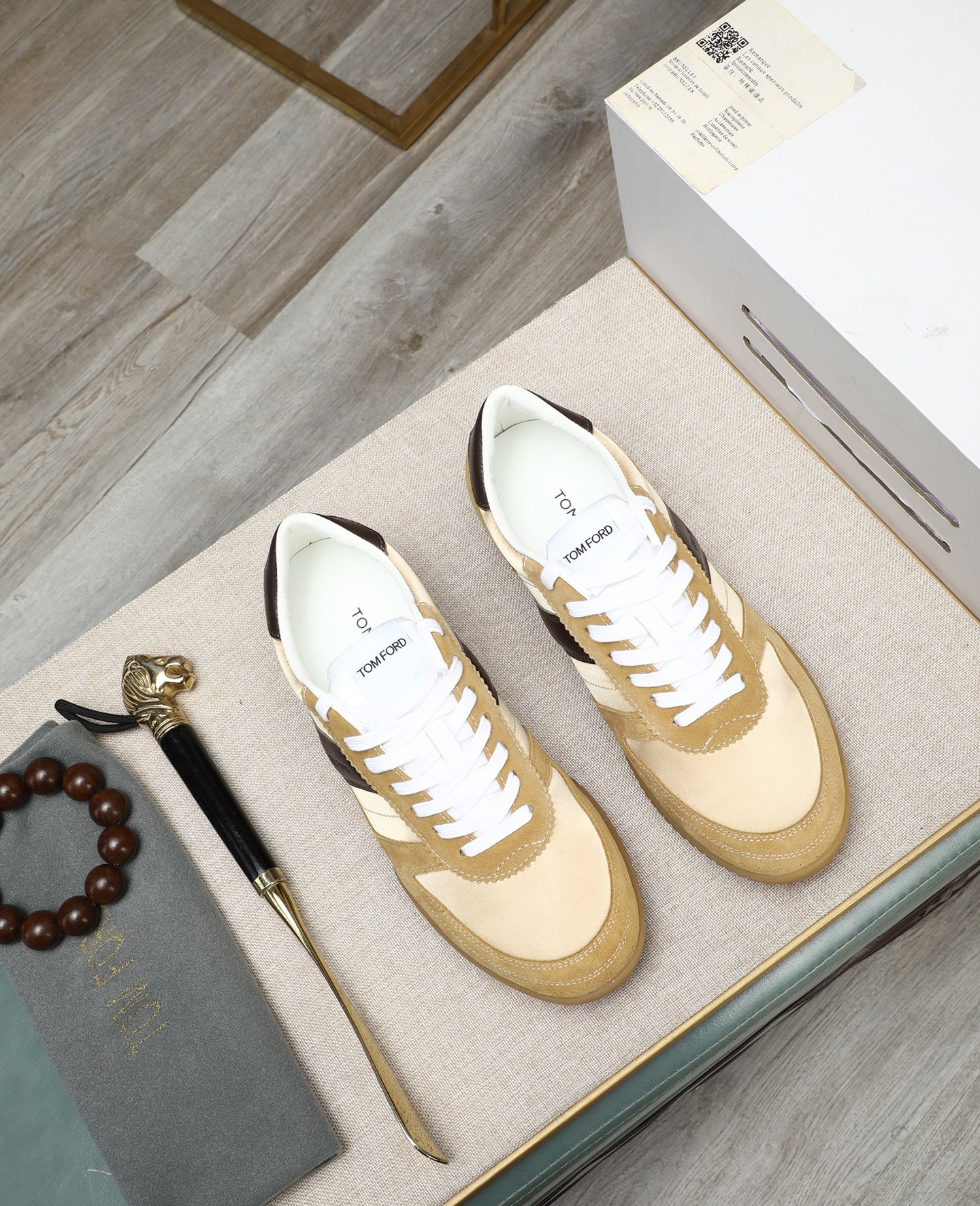 Tom Ford Men's Bancroft Leather & Suede Low-Top Sneakers - Beige/Brown 3 i1744613642394 7145 0 1