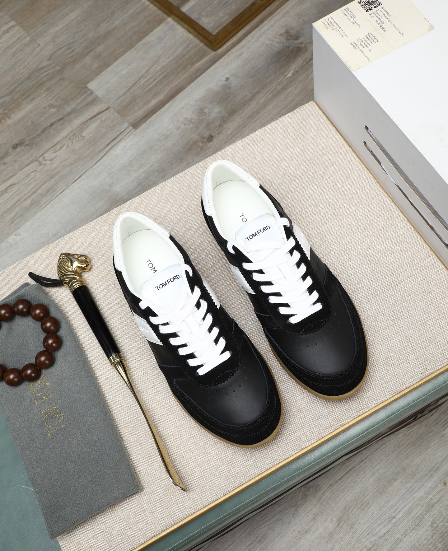 Tom Ford Men's Black & White Leather Sneakers Casual Shoes 3 i1744613683793 1451 0 1