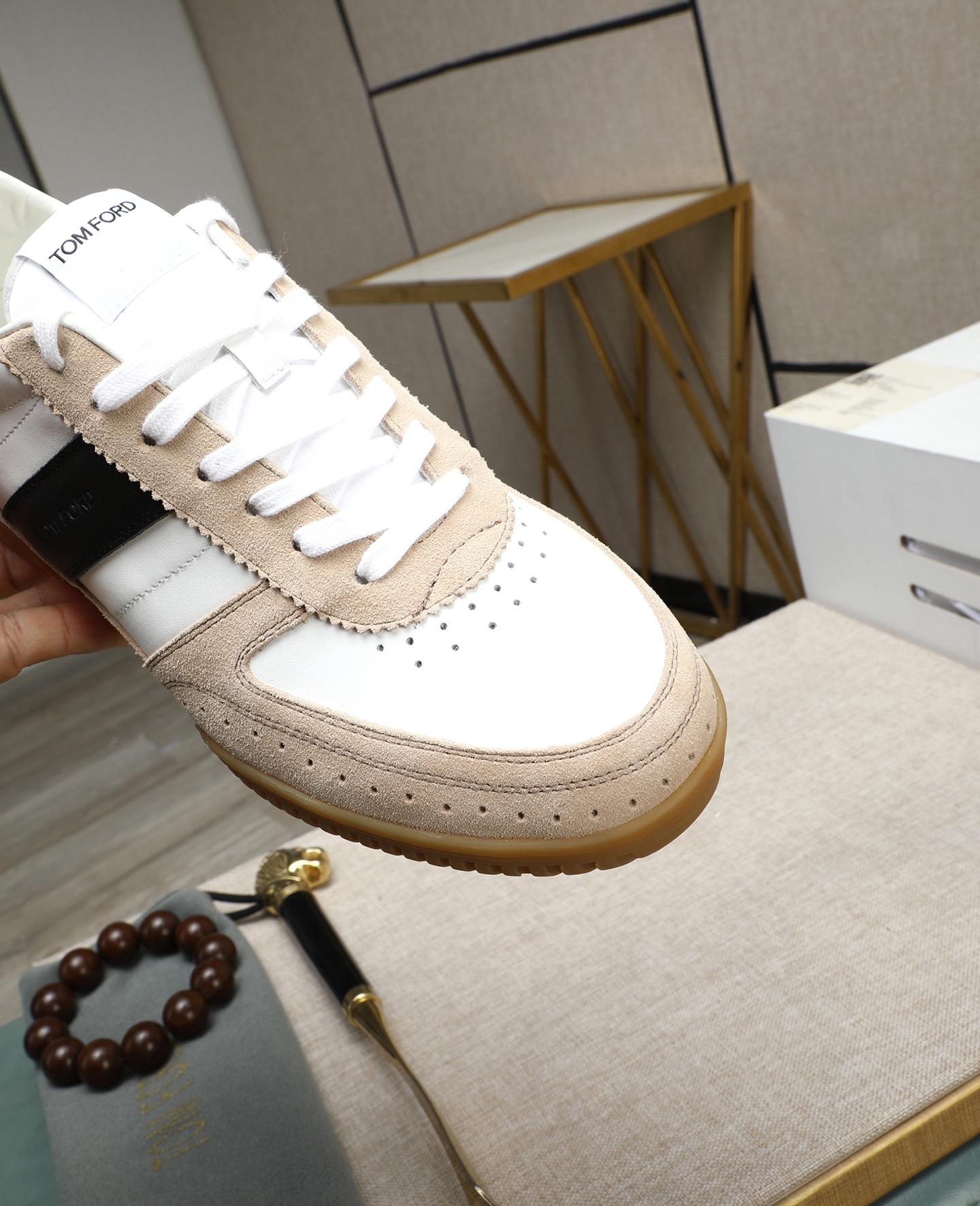 Tom Ford Men's White Leather Sneakers with Black Stripe Accent - Size 39-44 10 i1744613697065 3070 0 8