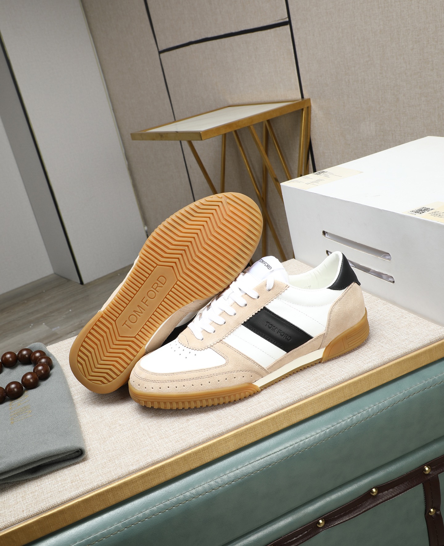 Tom Ford Men's White Leather Sneakers with Black Stripe Accent - Size 39-44 5 i1744613697067 1276 0 3