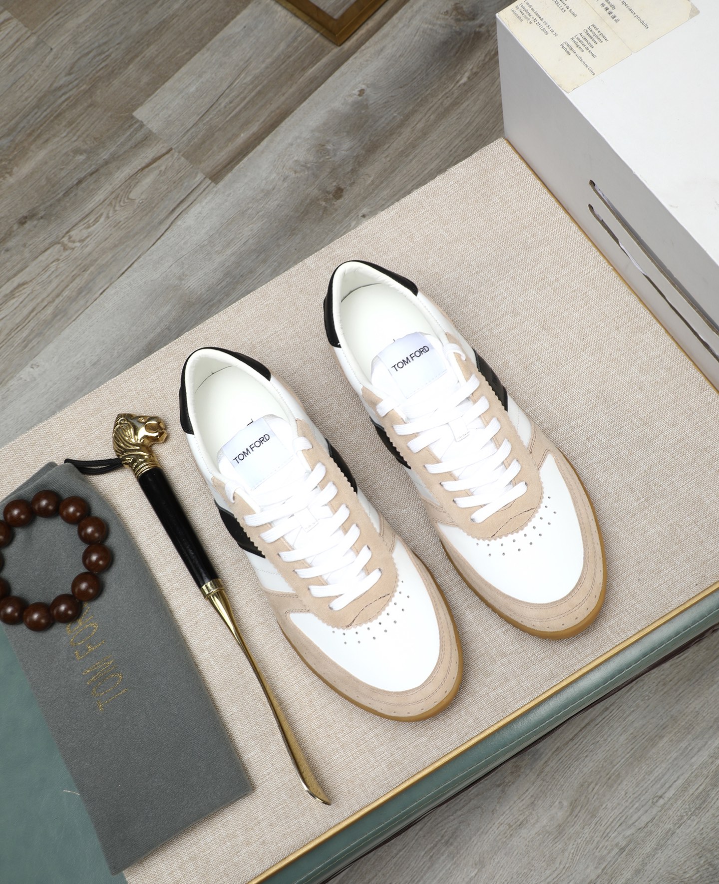 Tom Ford Men's White Leather Sneakers with Black Stripe Accent - Size 39-44 3 i1744613697836 9474 0 1