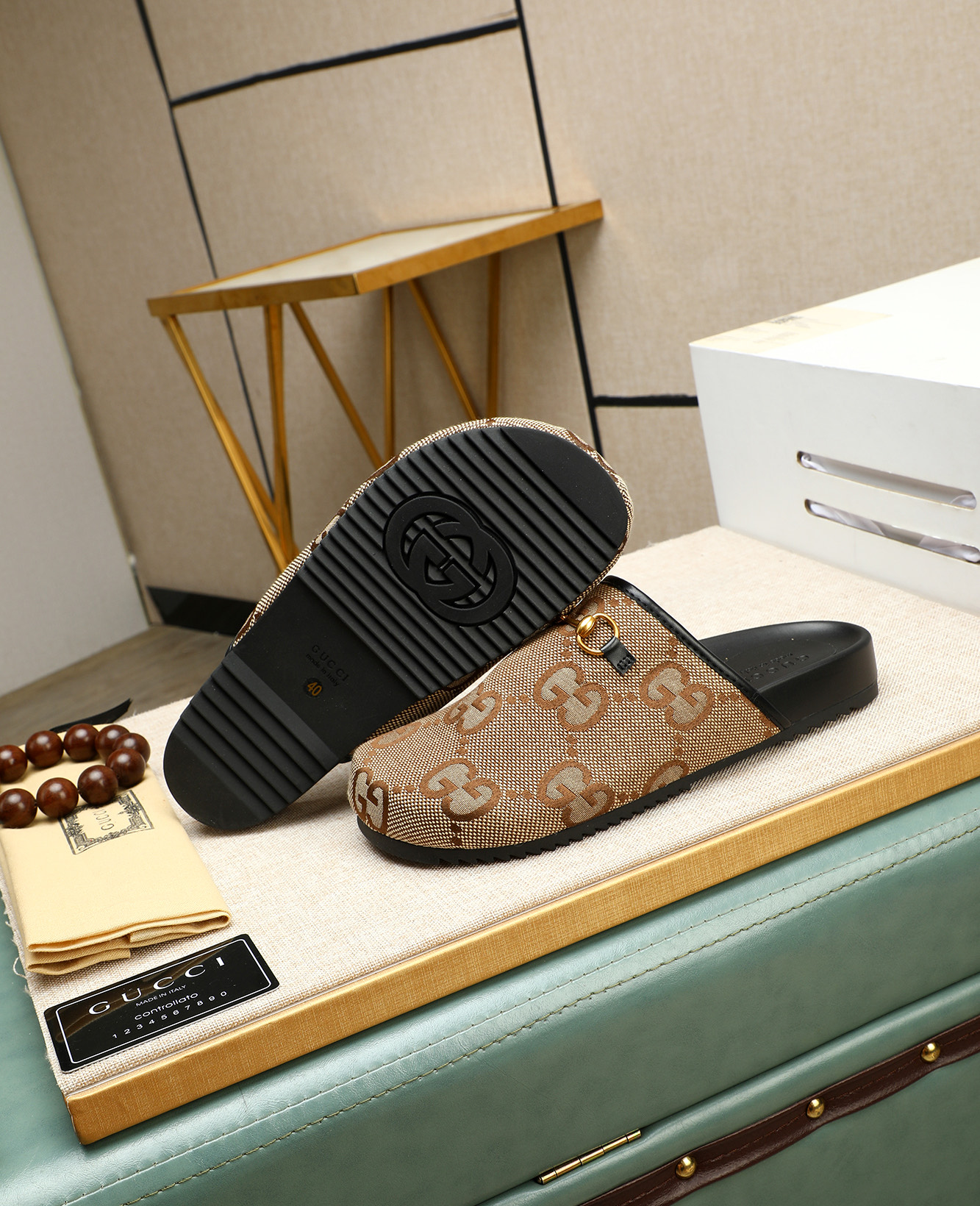 Gucci Men's Mules in Beige Canvas with Signature GG Pattern and Horsebit Detail 5 i1744789655553 1184 0 3