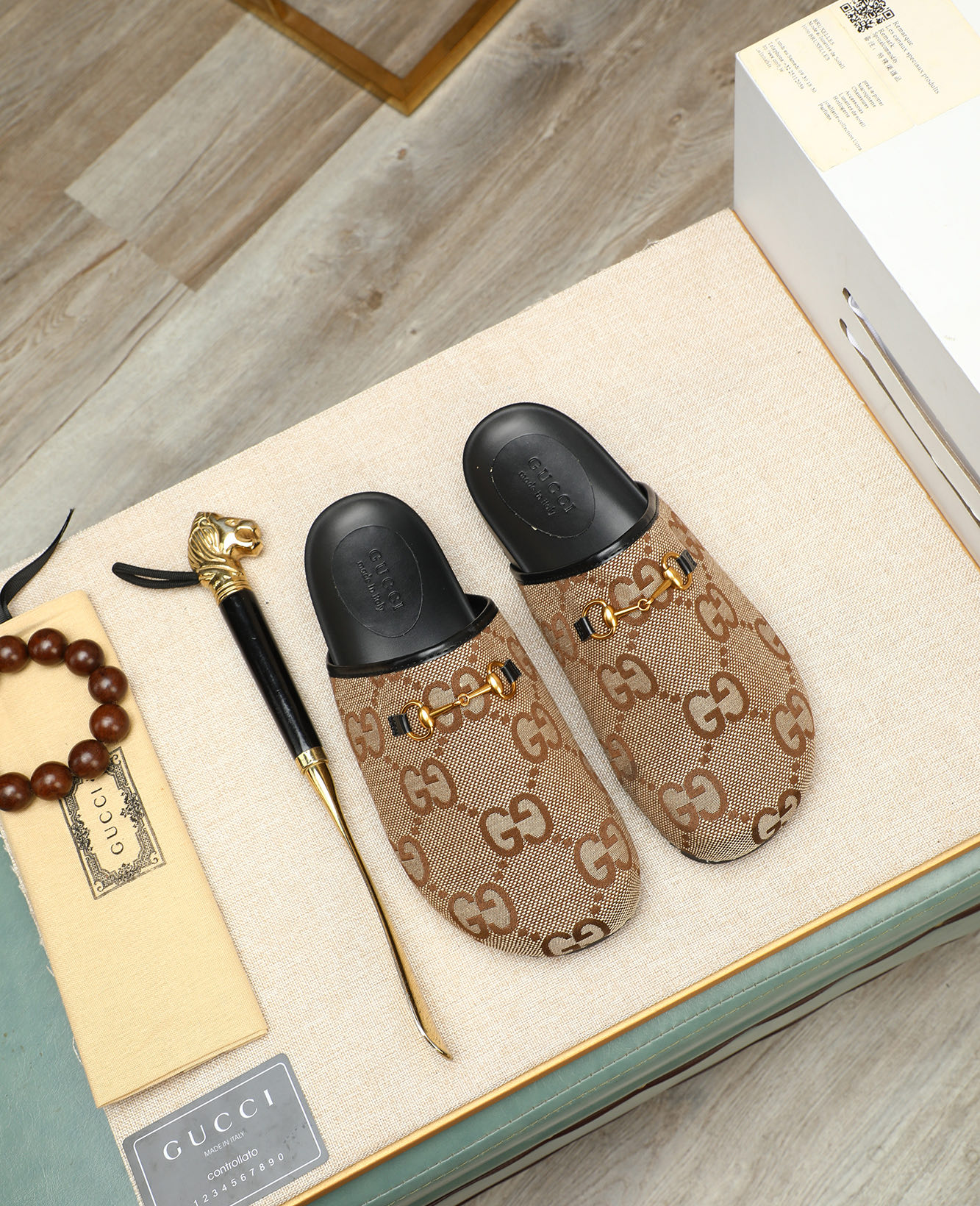 Gucci Men's Mules in Beige Canvas with Signature GG Pattern and Horsebit Detail 2 i1744789655722 2519 0 0