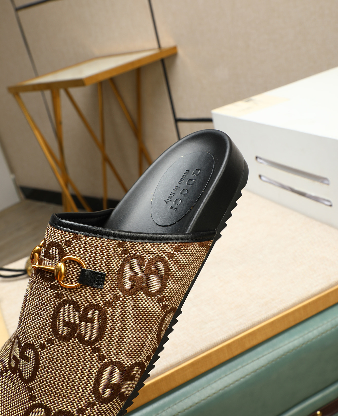 Gucci Men's Mules in Beige Canvas with Signature GG Pattern and Horsebit Detail 10 i1744789656680 6282 0 8