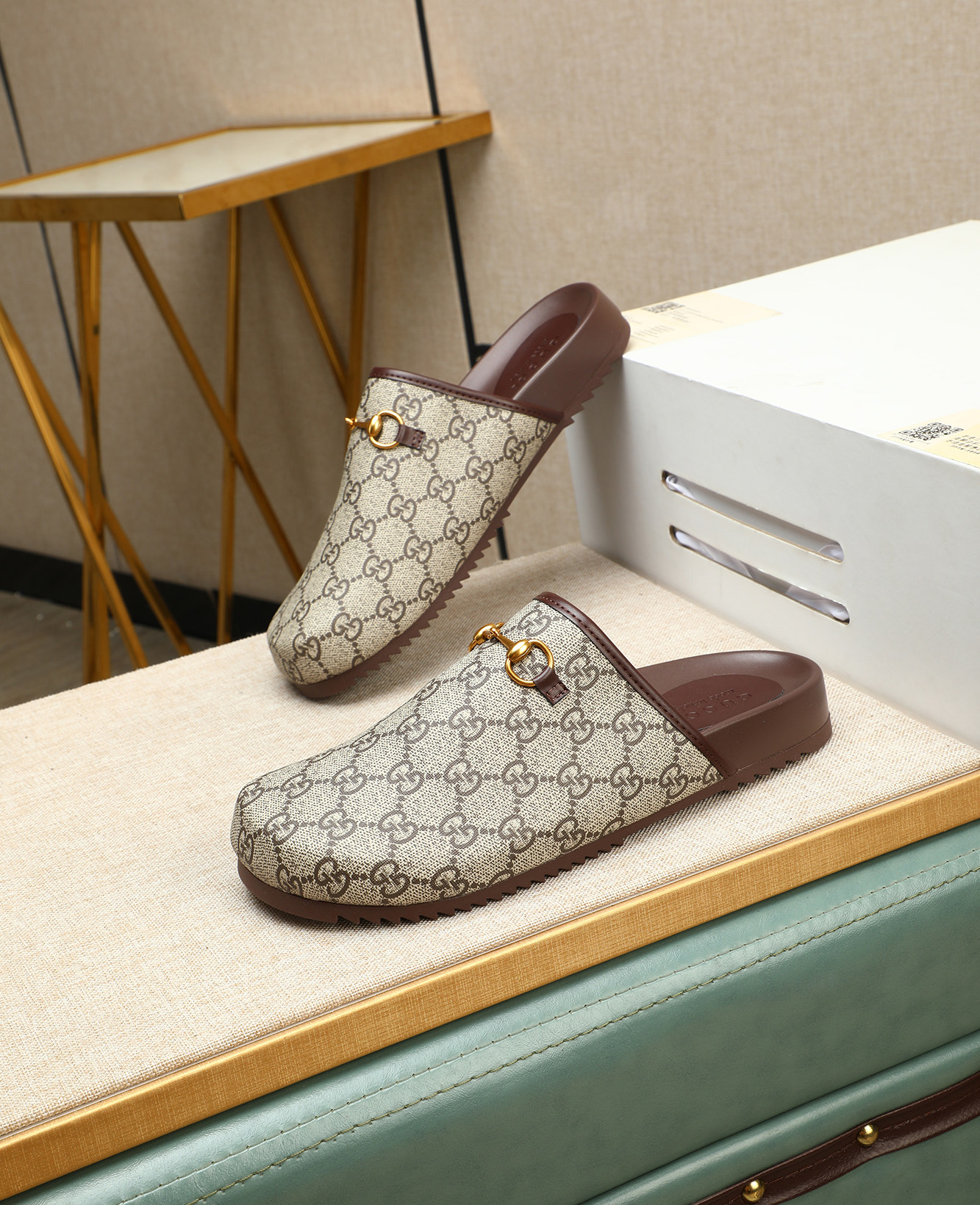 Gucci Men's Mules in Beige GG Supreme Canvas with Horsebit Detail 4 i1744789722854 9325 0 2