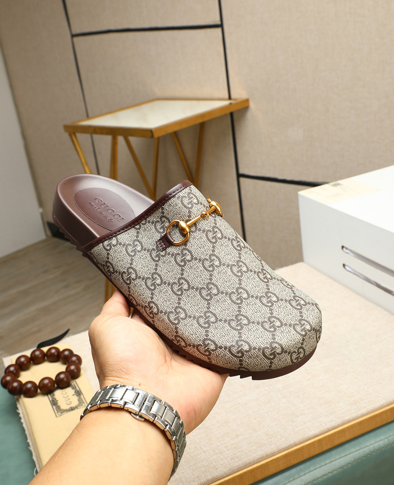 Gucci Men's Mules in Beige GG Supreme Canvas with Horsebit Detail 6 i1744789723629 6532 0 4