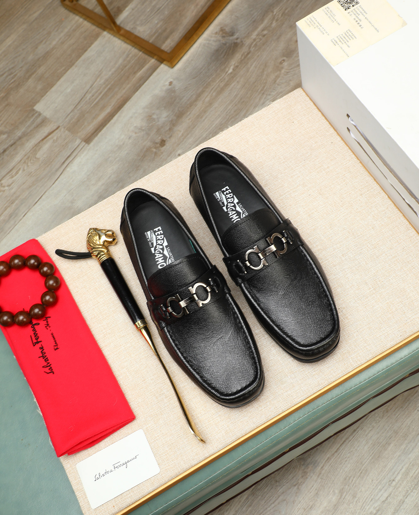 Salvatore Ferragamo Men's Leather Loafers, Classic Elegant Style, Black 1 Salvatore Ferragamo Men's Leather Loafers, Classic Elegant Style, Black