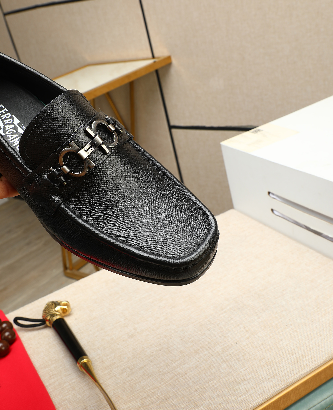 Salvatore Ferragamo Men's Leather Loafers, Classic Elegant Style, Black 10 i1744790164723 6704 0 8