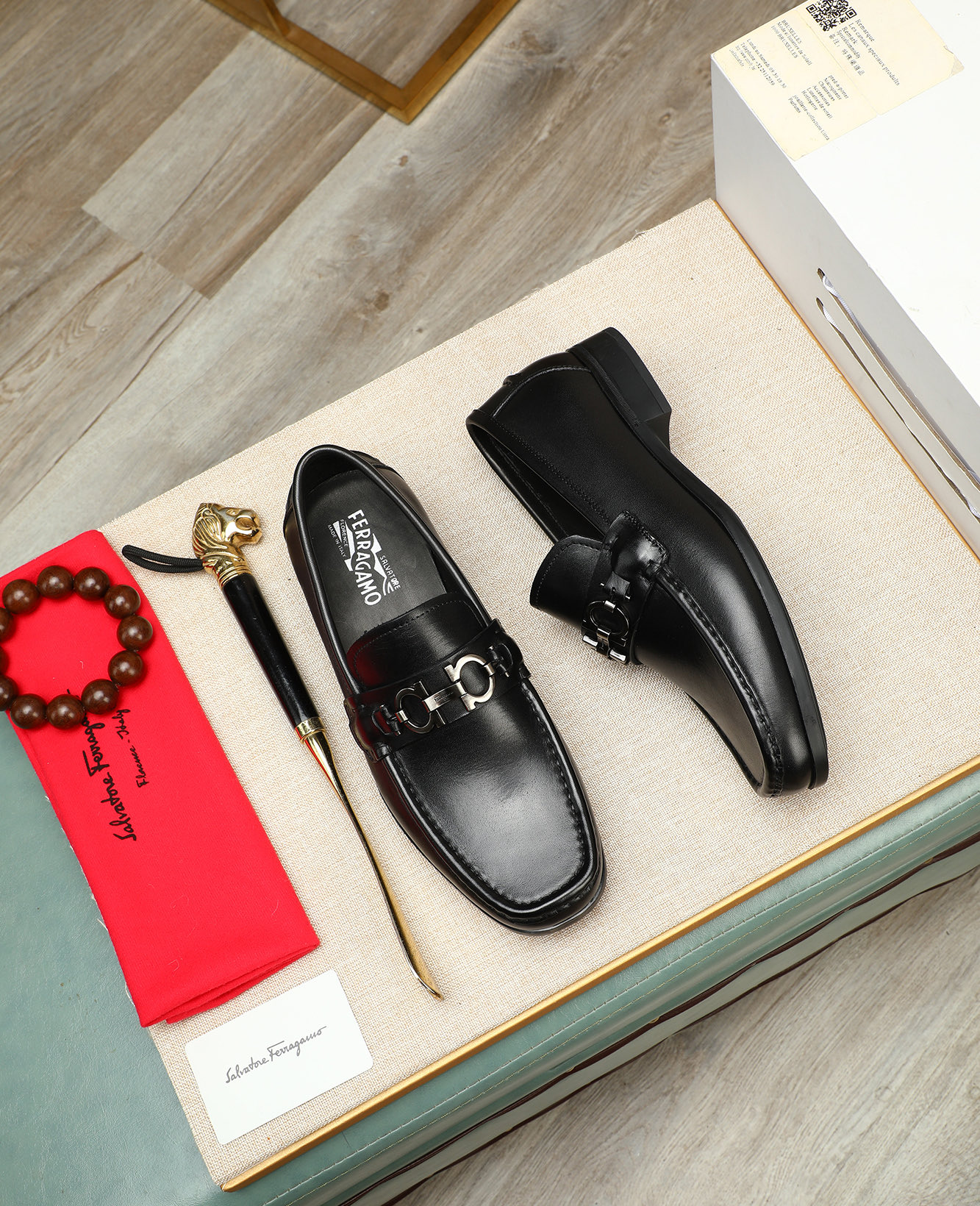 Salvatore Ferragamo Men's Black Leather Loafers with Metal Buckle Detail 3 i1744790210273 2059 0 1