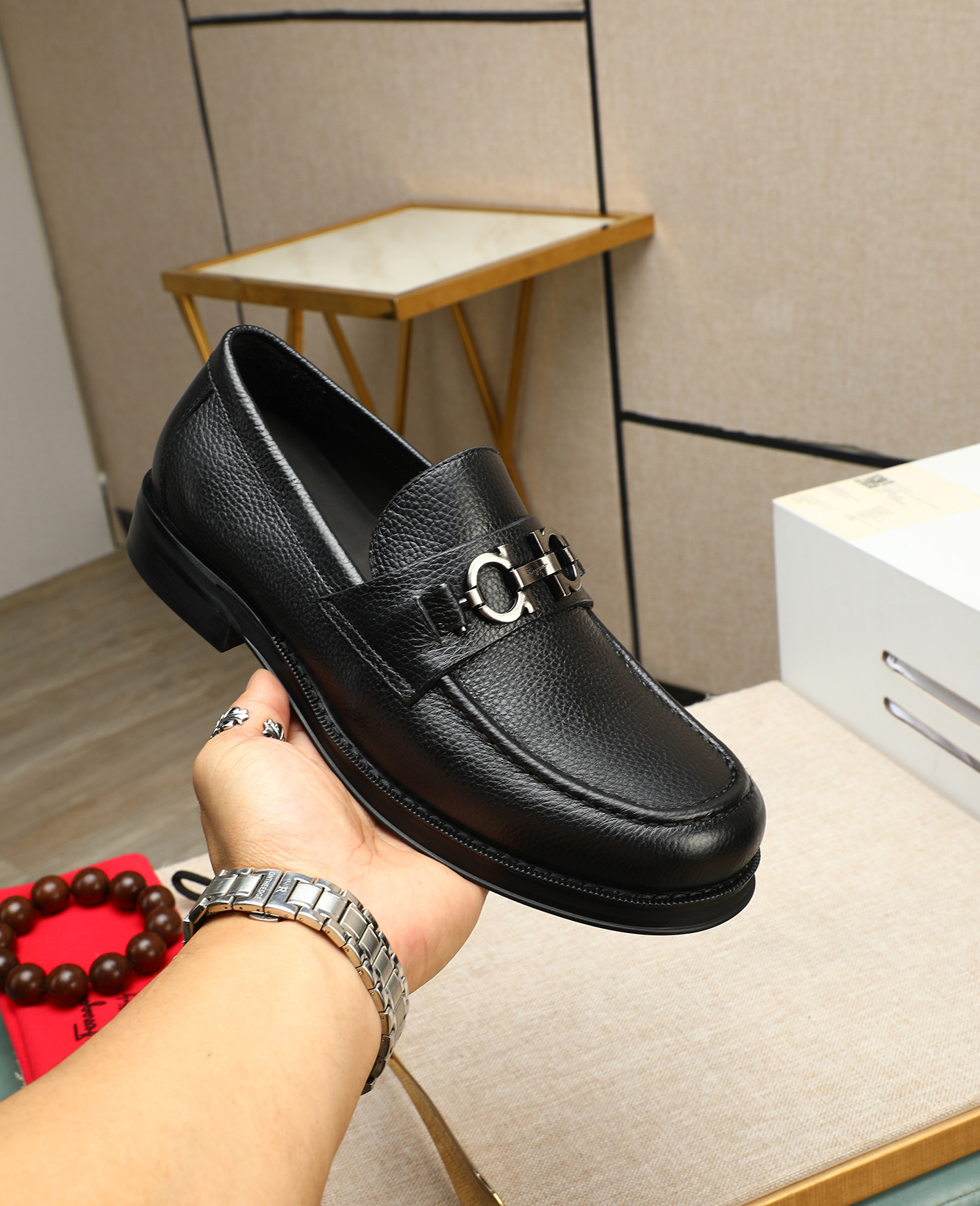 Salvatore Ferragamo Men's Black Leather Loafers Elegant Dress Shoes 6 i1744790533691 9693 0 4