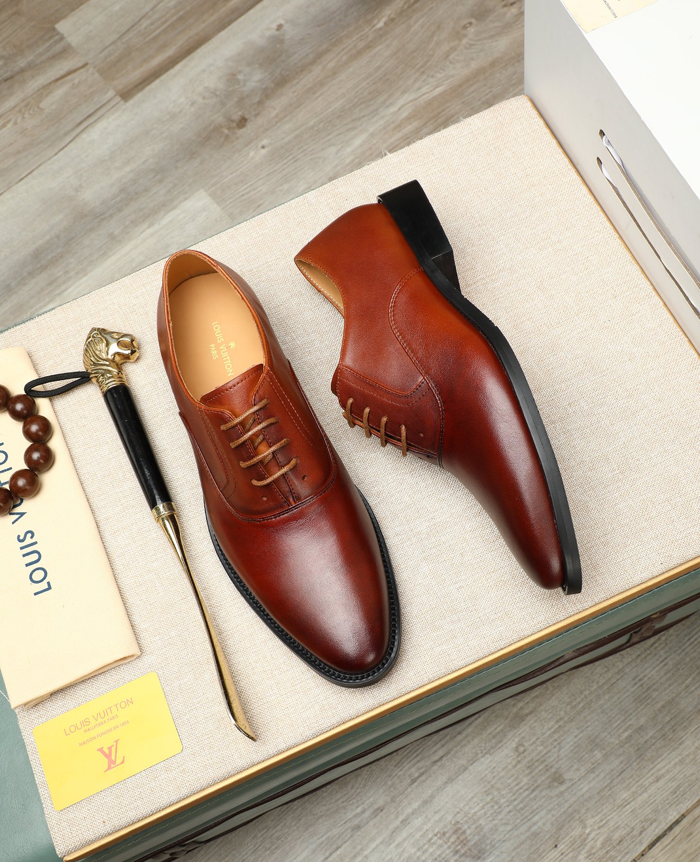 Louis Vuitton Men's Brown Leather Lace-Up Oxford Dress Shoes, Size 38-44 3 i1745221438616 8675 0 1
