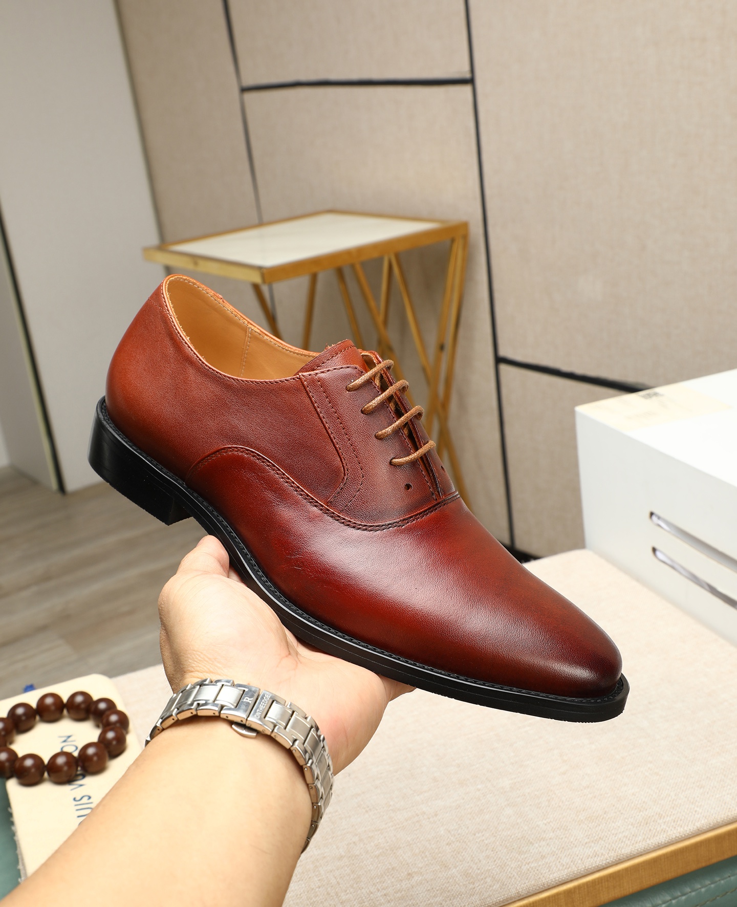 Louis Vuitton Men's Brown Leather Lace-Up Oxford Dress Shoes, Size 38-44 6 i1745221439588 588 0 4